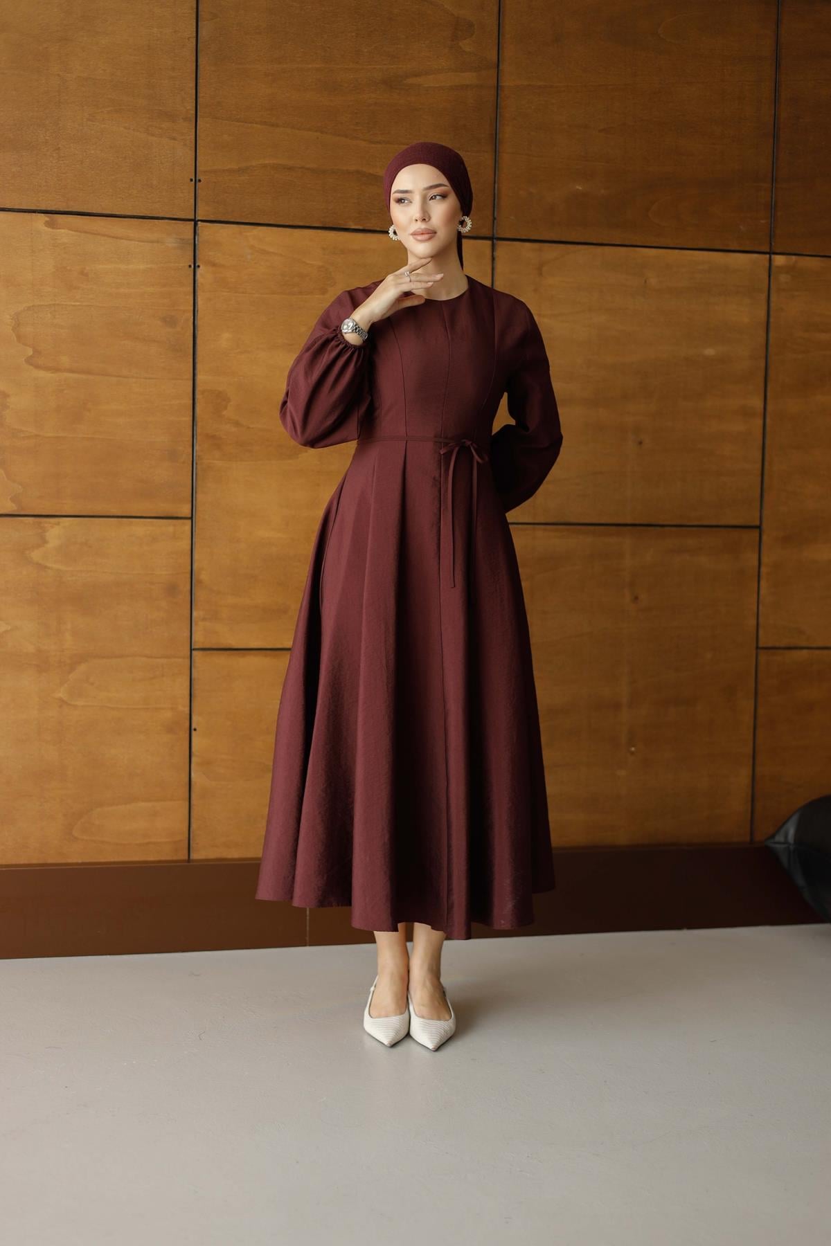 1162 Y Bayan Elbise-Mor