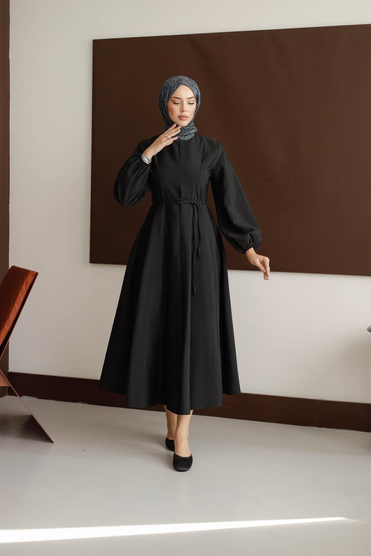 1162 Y Bayan Elbise-Siyah