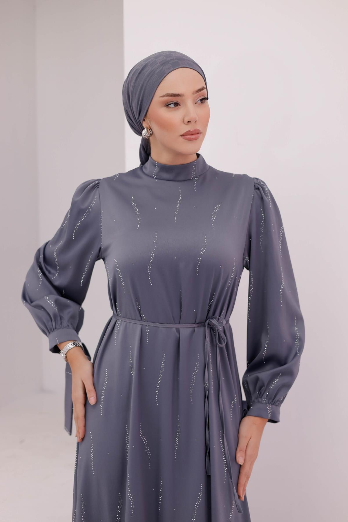 1169 Y Abiye Elbise-Gri