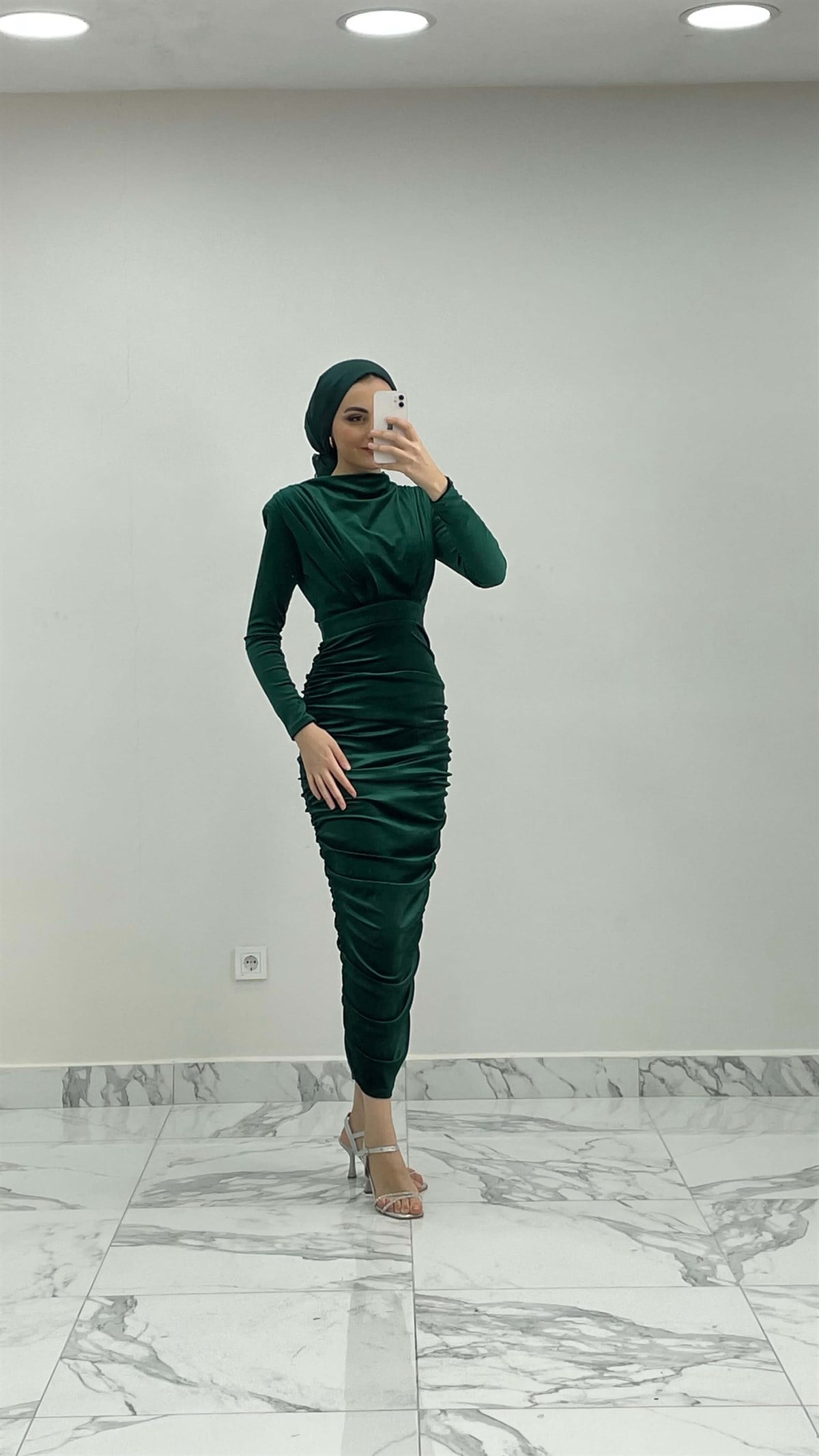 12293 Pu Kadife Elbise