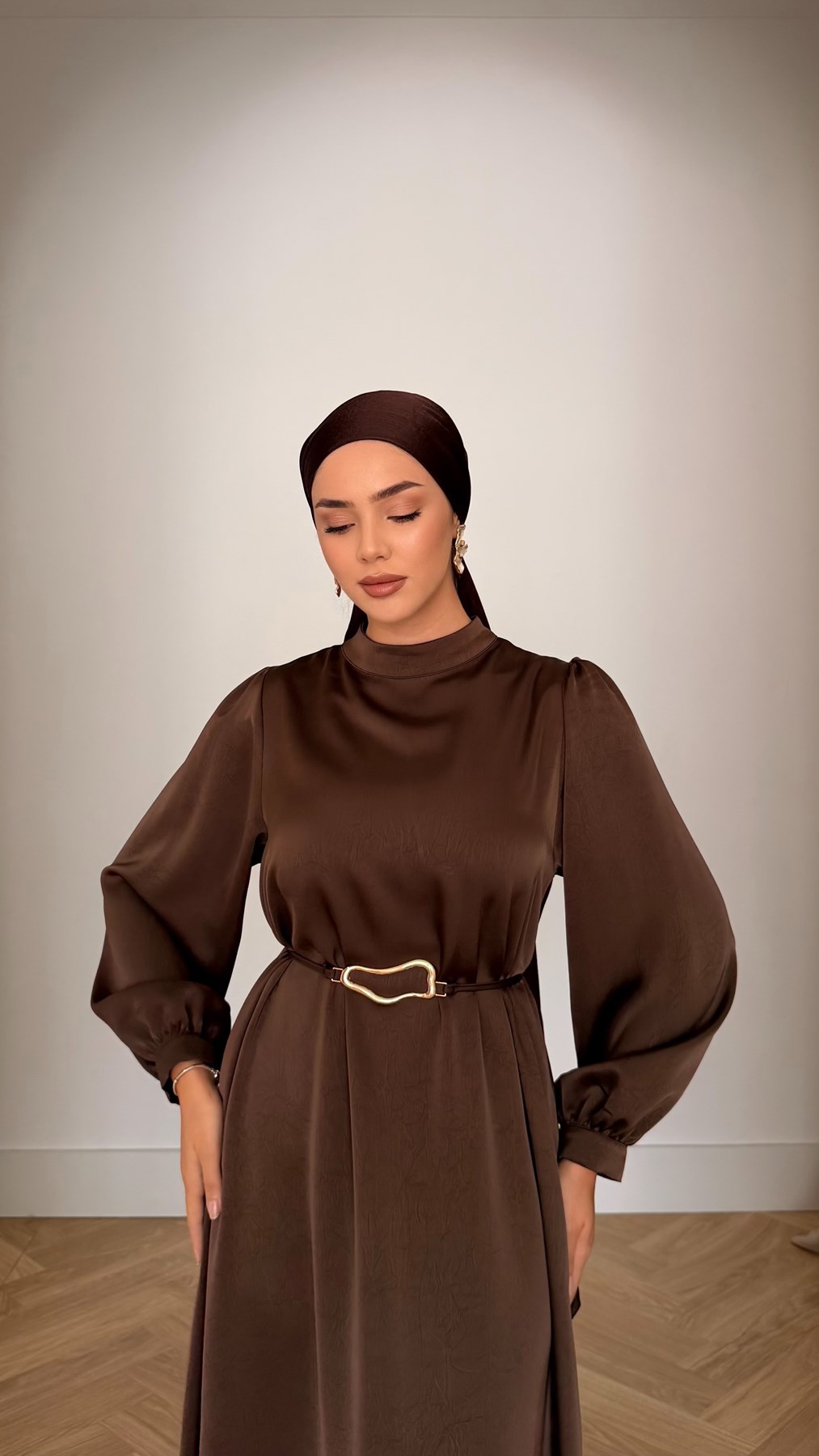 1241 Y Bayan Elbise-Kahve Rengi