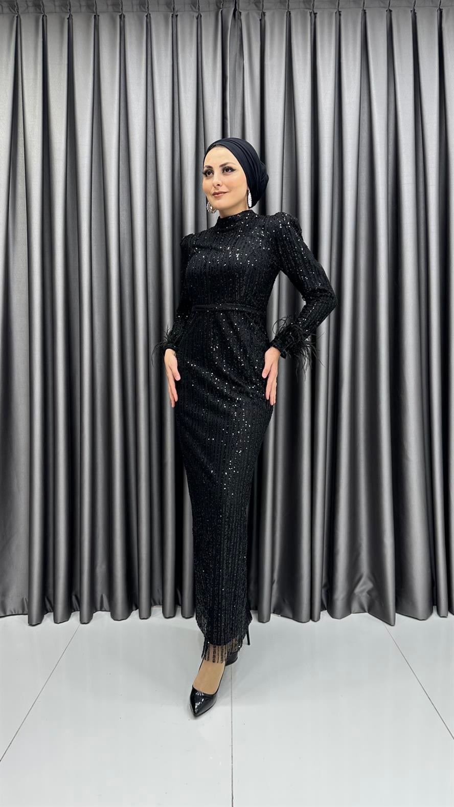 2321 N Abiye Elbise-Siyah