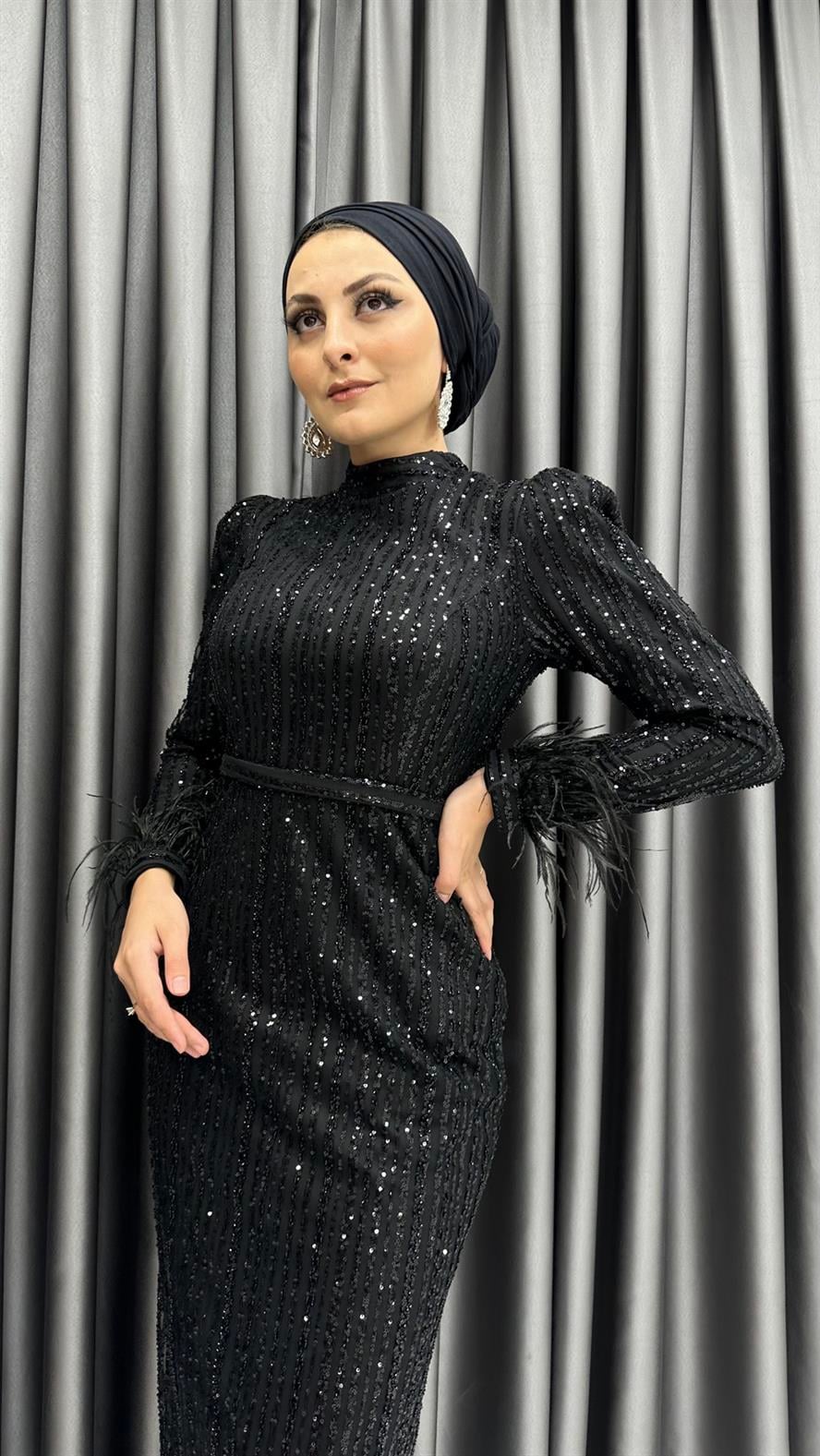 2321 N Abiye Elbise-Siyah