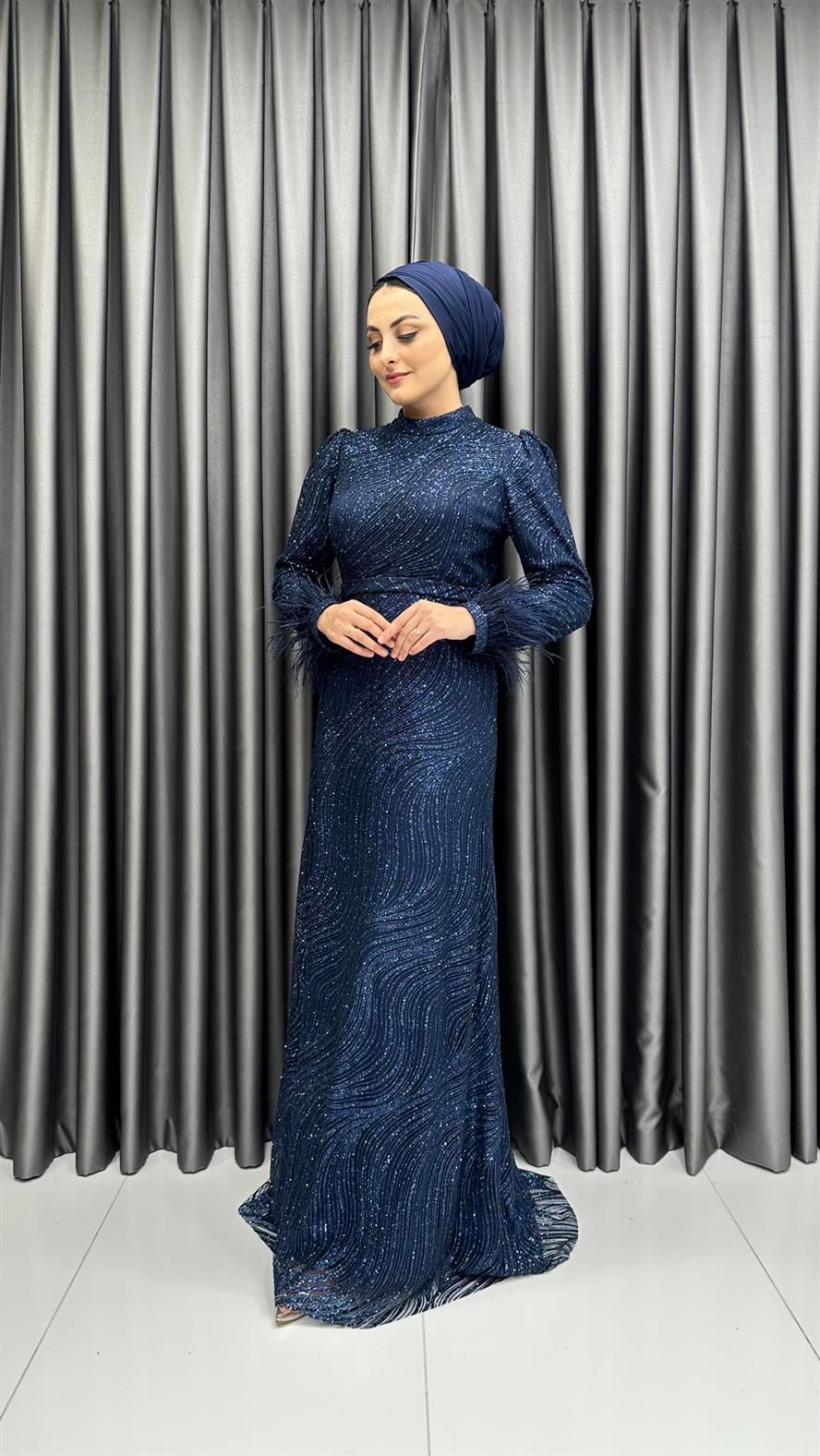 2323 N Abiye Elbise-Lacivert