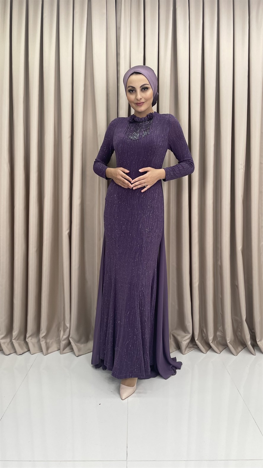 238 G Bayan Abiye Elbise-Lila