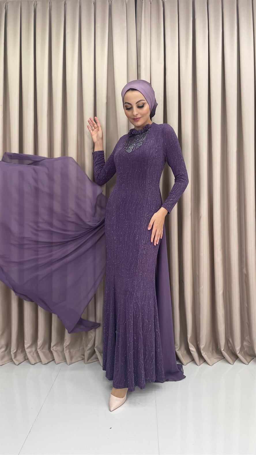 238 G Bayan Abiye Elbise-Lila