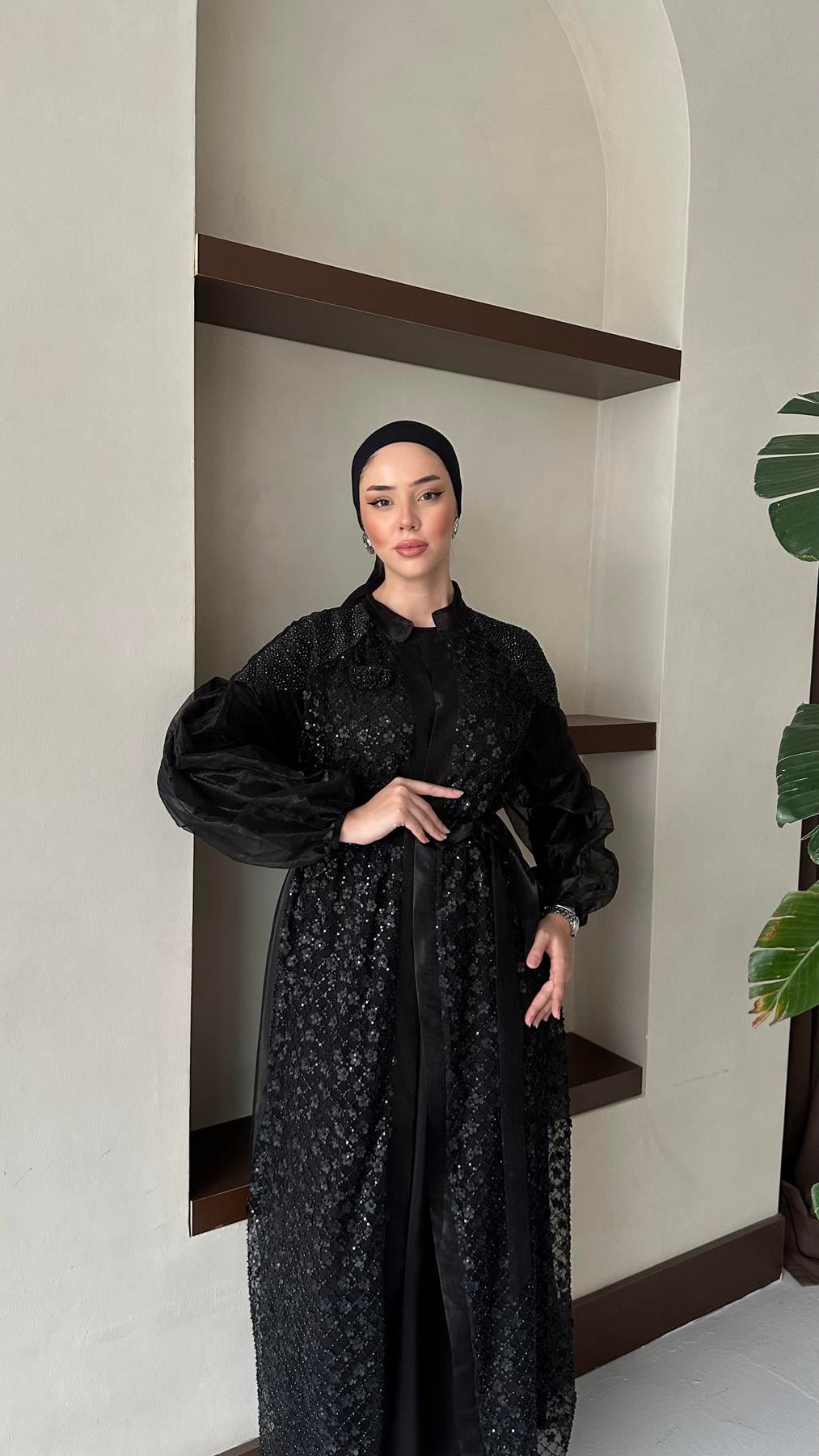 2408 O Abaya Takım-Siyah