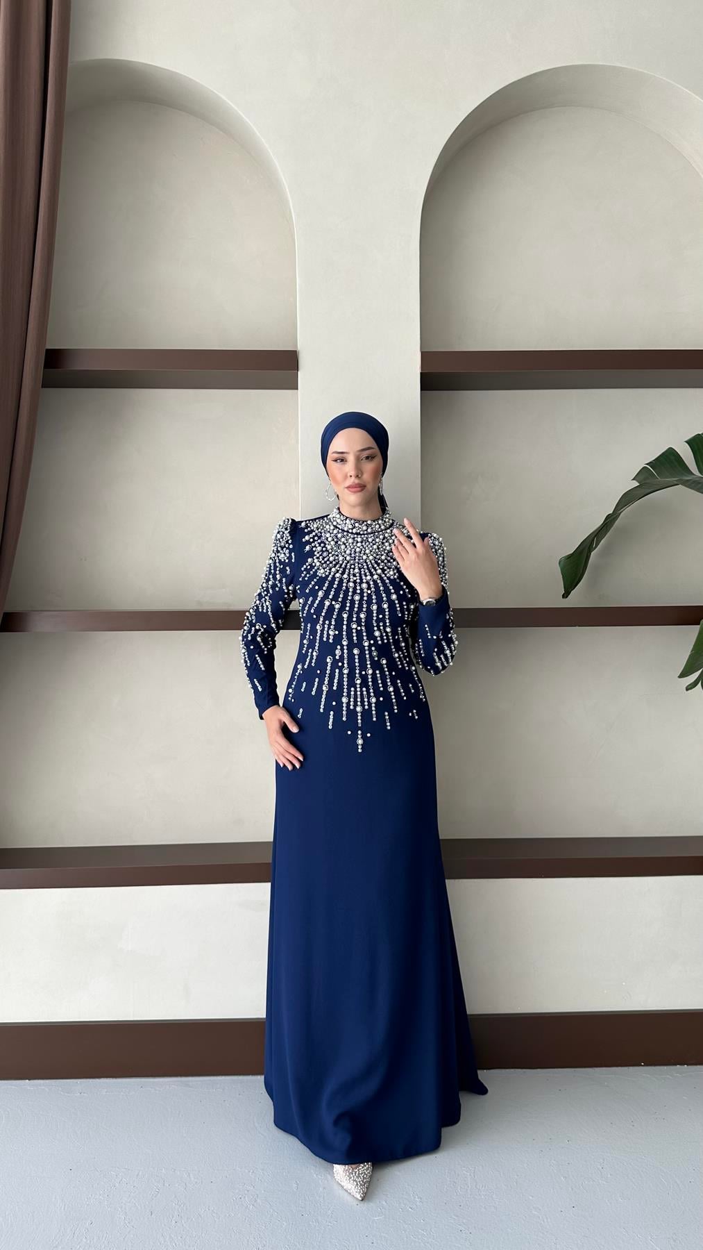 2434 N Damla Abiye-Lacivert