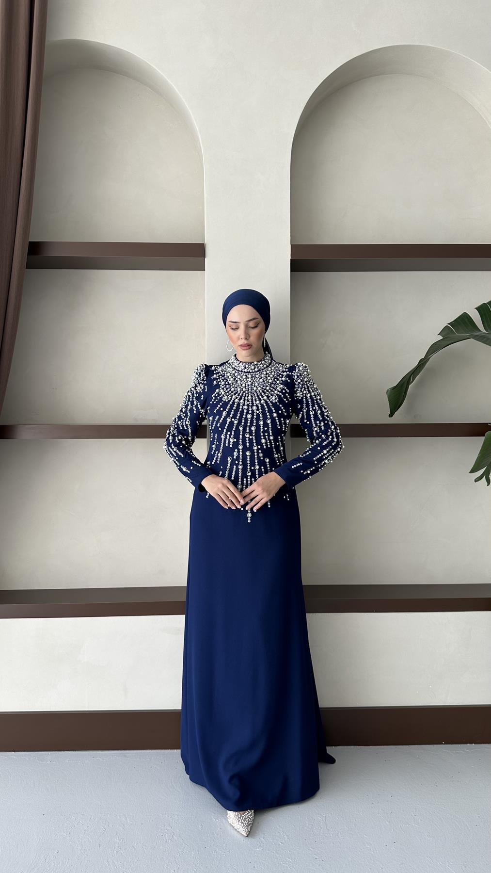2434 N Damla Abiye-Lacivert