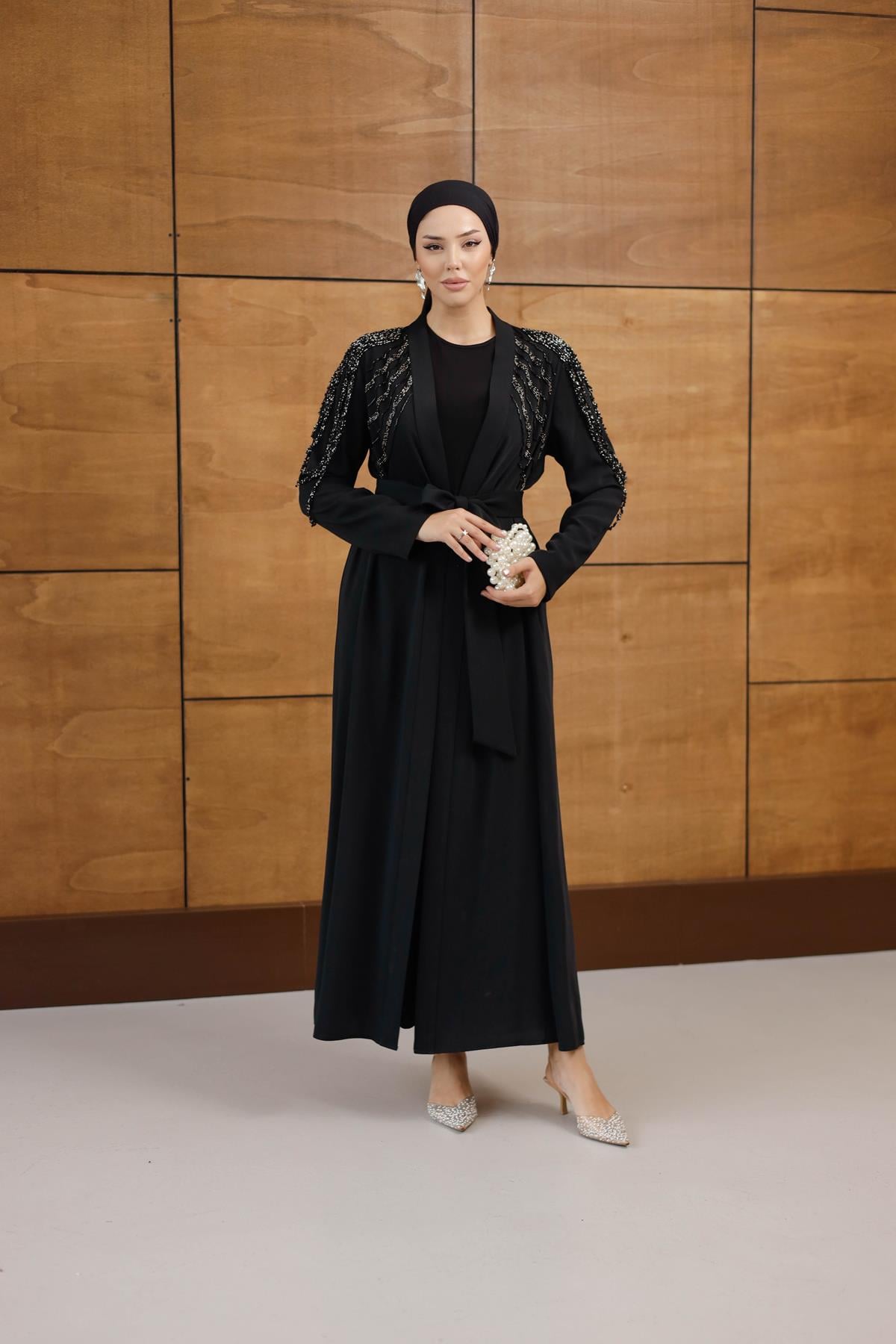 2596 O Abaya Takım-Siyah