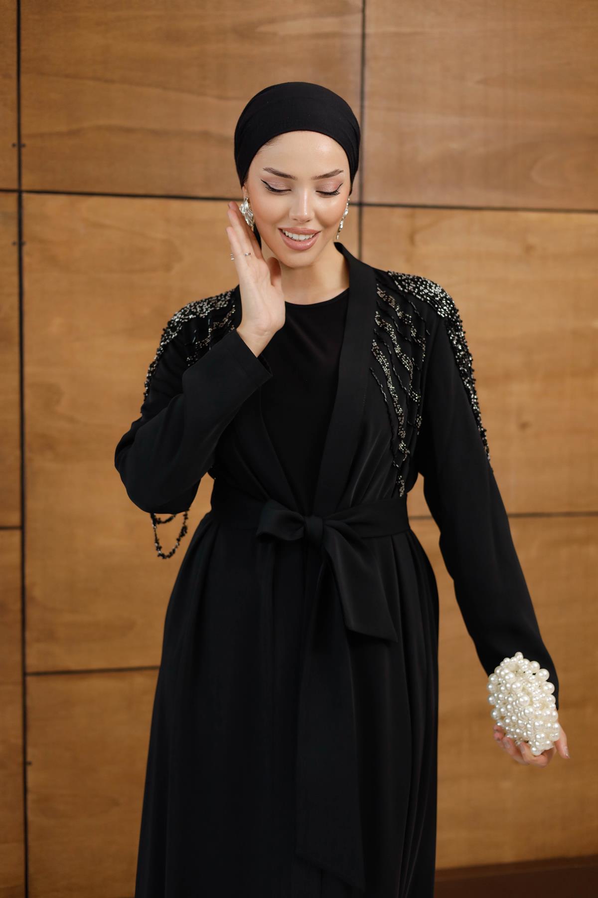 2596 O Abaya Takım-Siyah