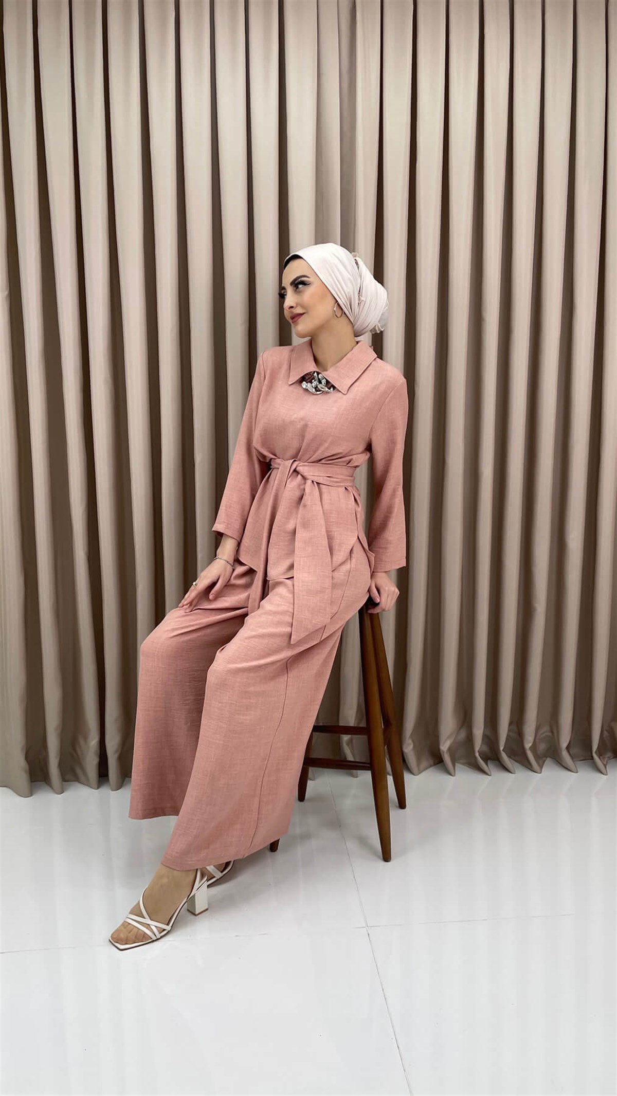 2690 - Zincir Kolye Detaylı İkili Takım - PUDRA