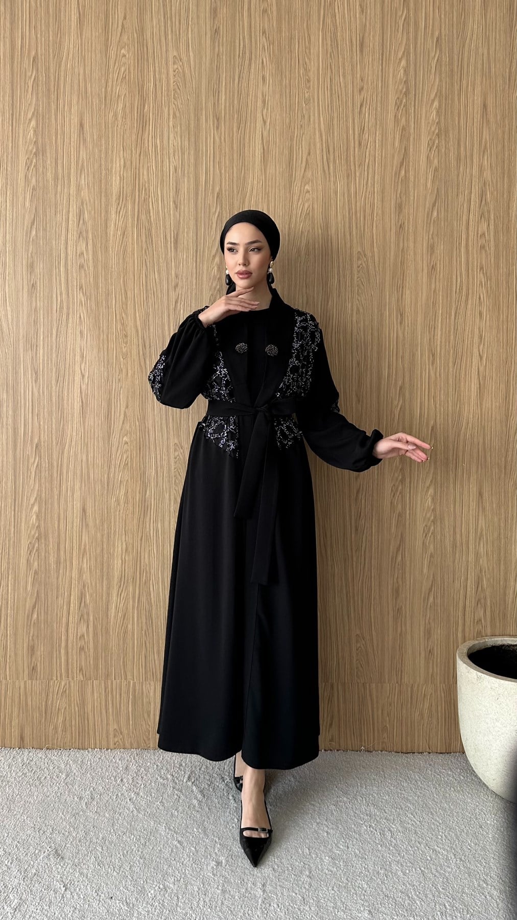 2861 O Abaya Takım-Siyah