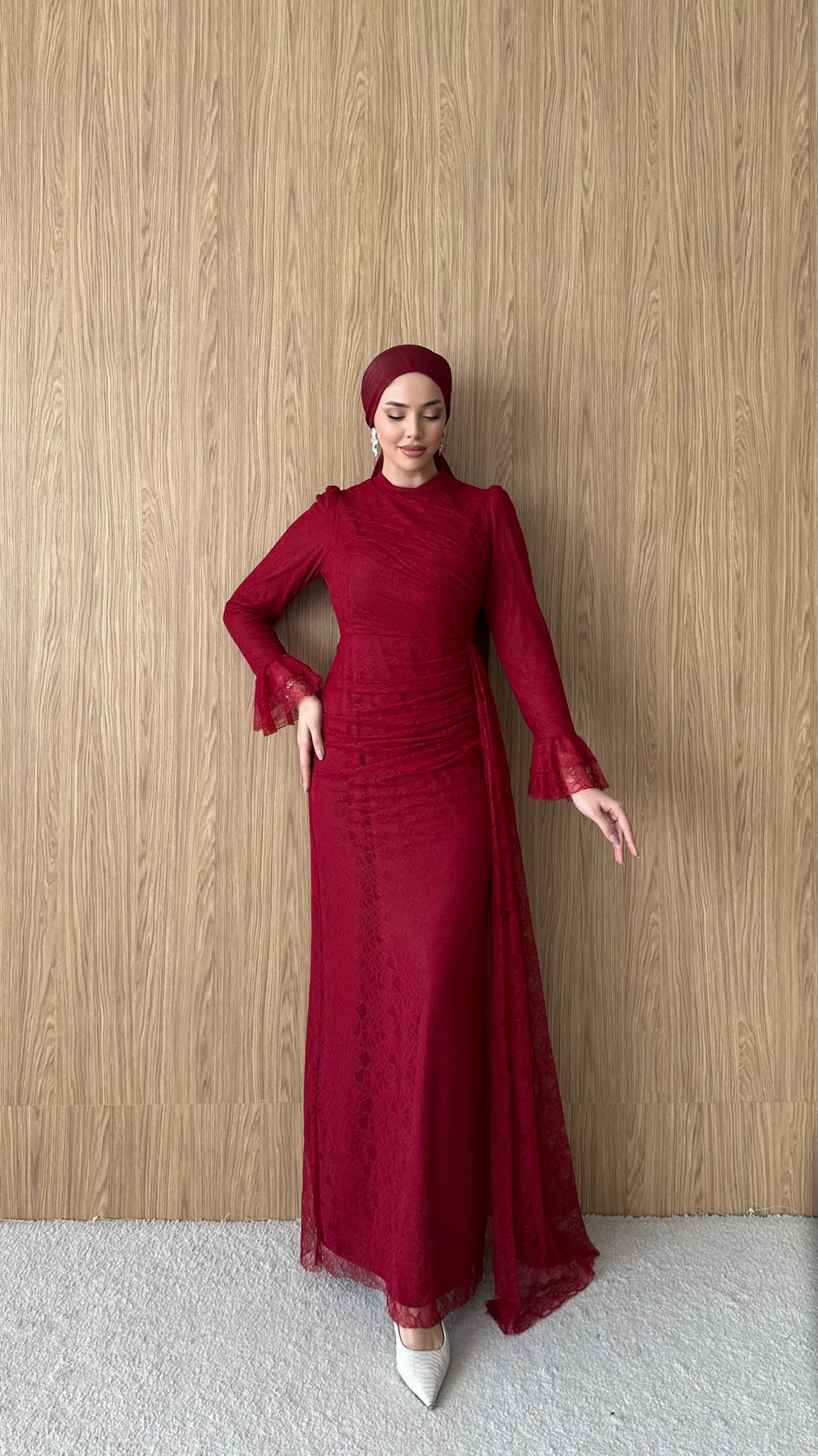3082 S Lace Abiye-Bordo