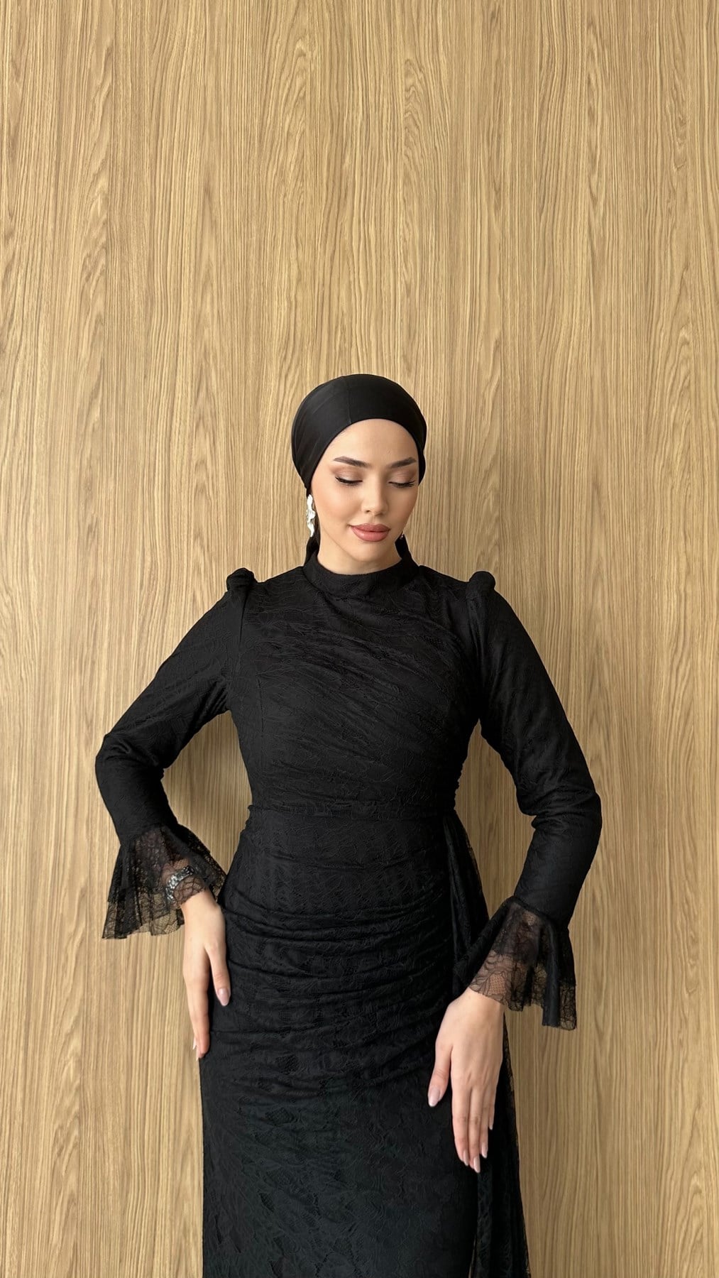 3082 S Lace Abiye-Siyah