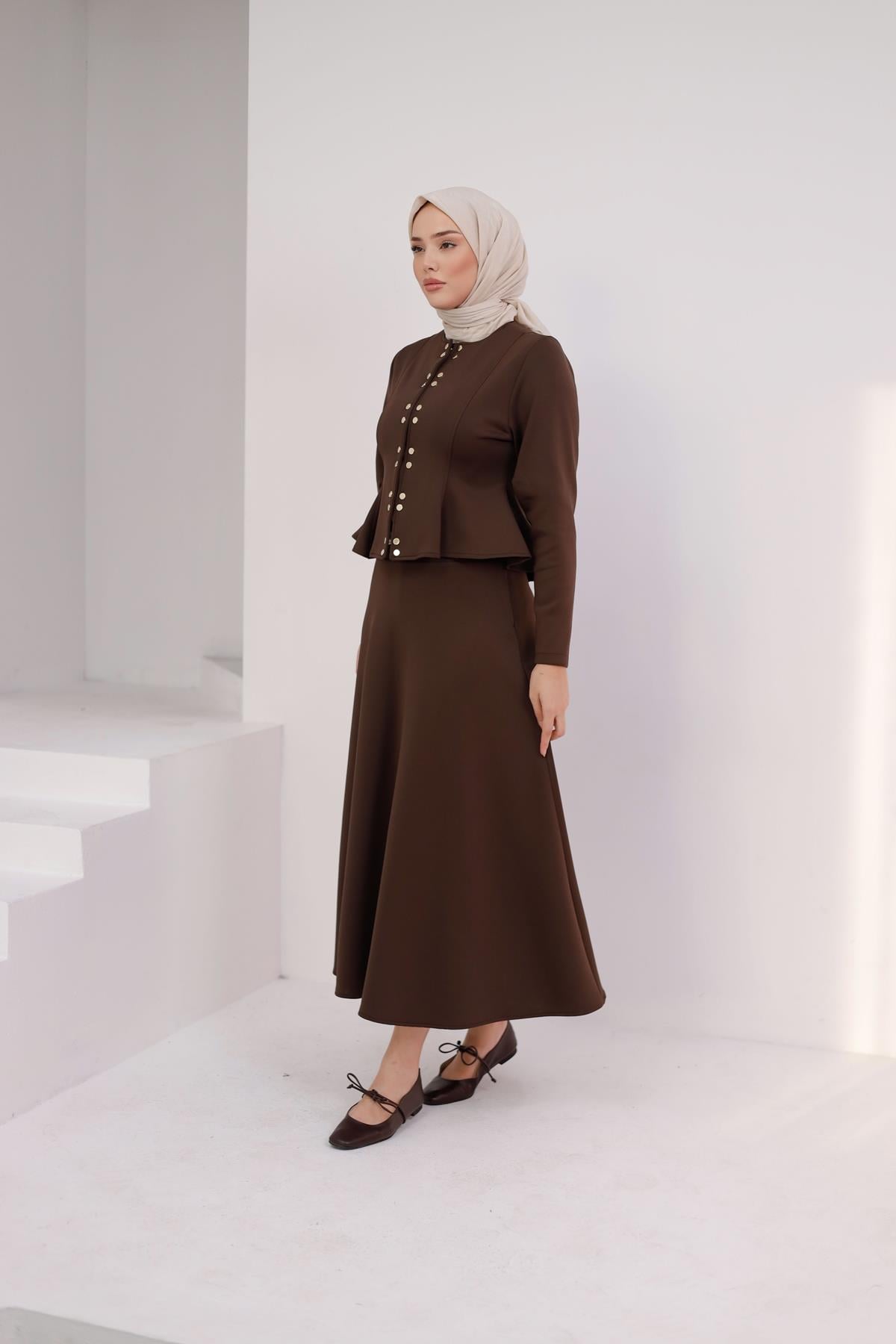 3173 W Bayan Takım-Kahve Rengi