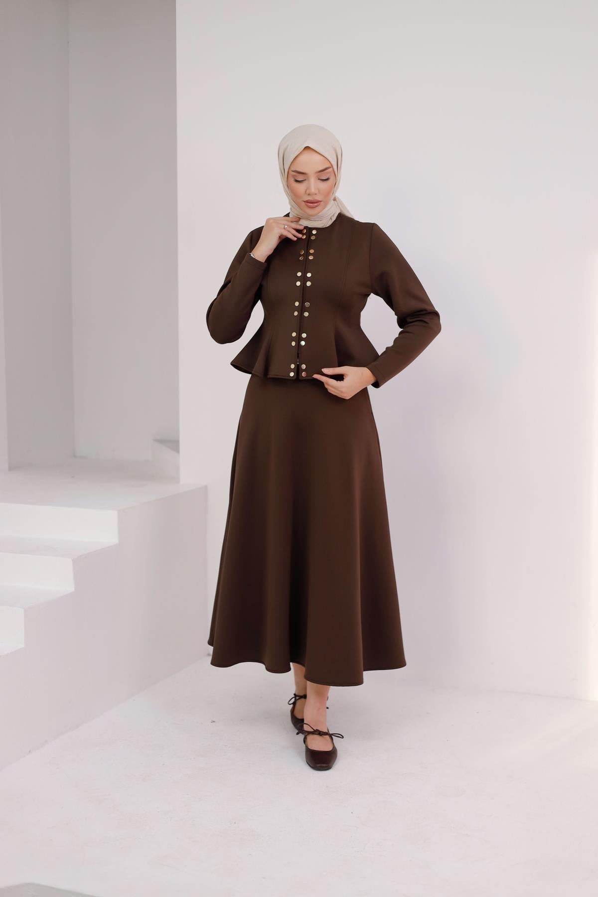 3173 W Bayan Takım-Kahve Rengi
