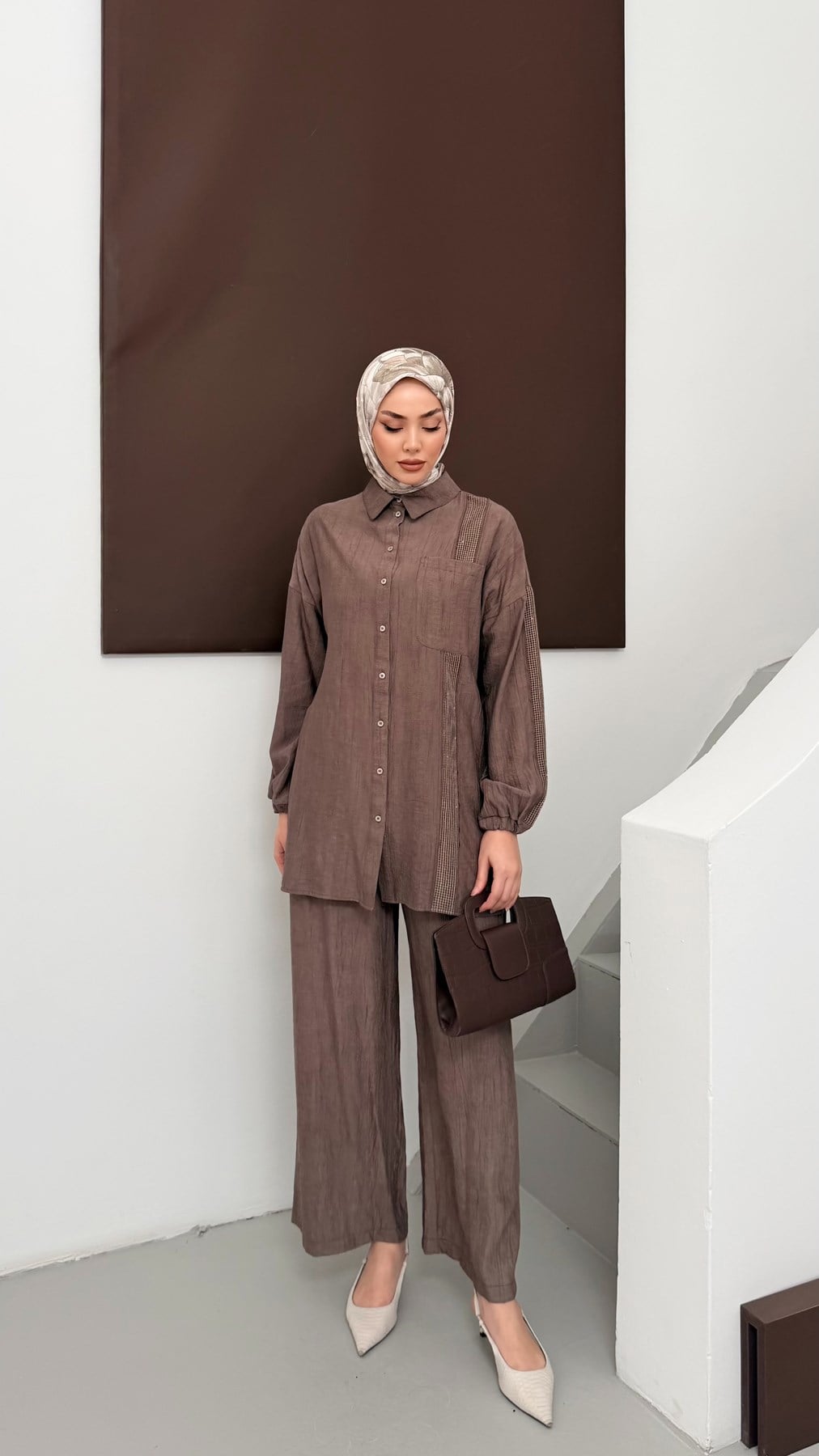 4064 N Rayon Takım-Açık Kahve