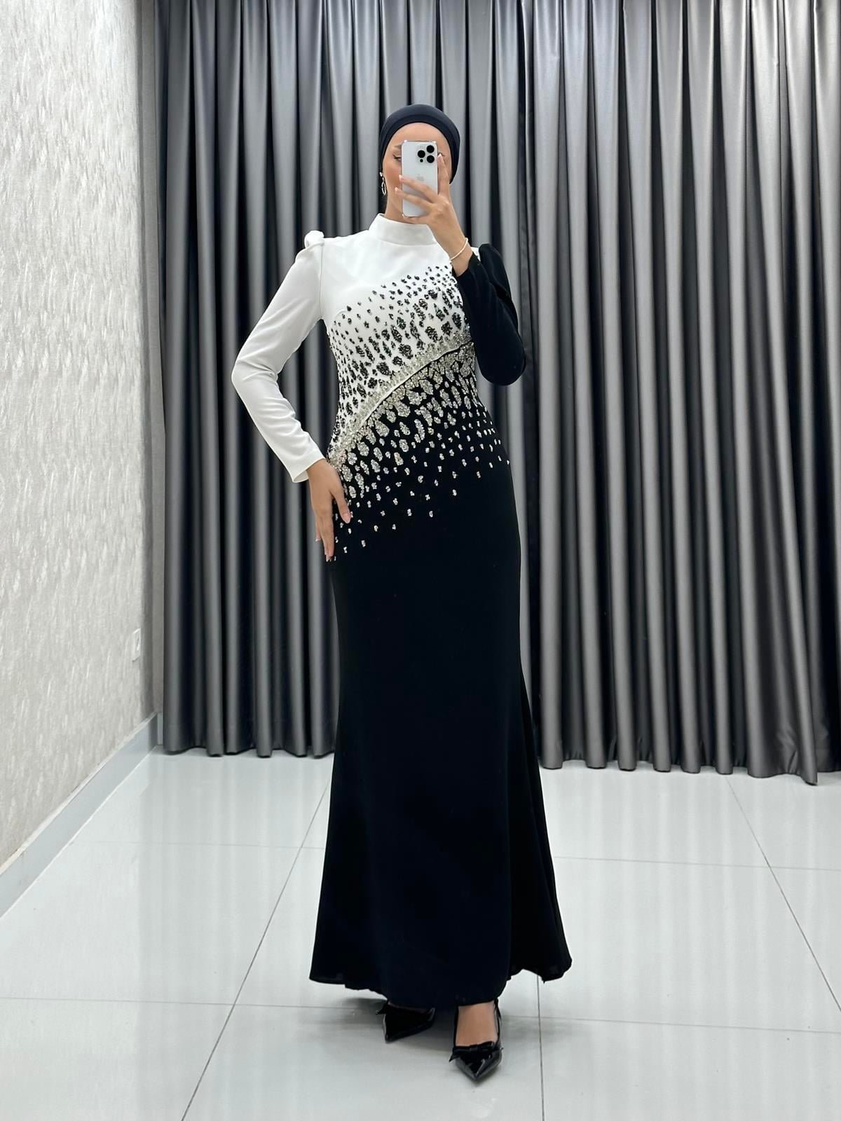 4079 T Zuhal Abiye-Siyah