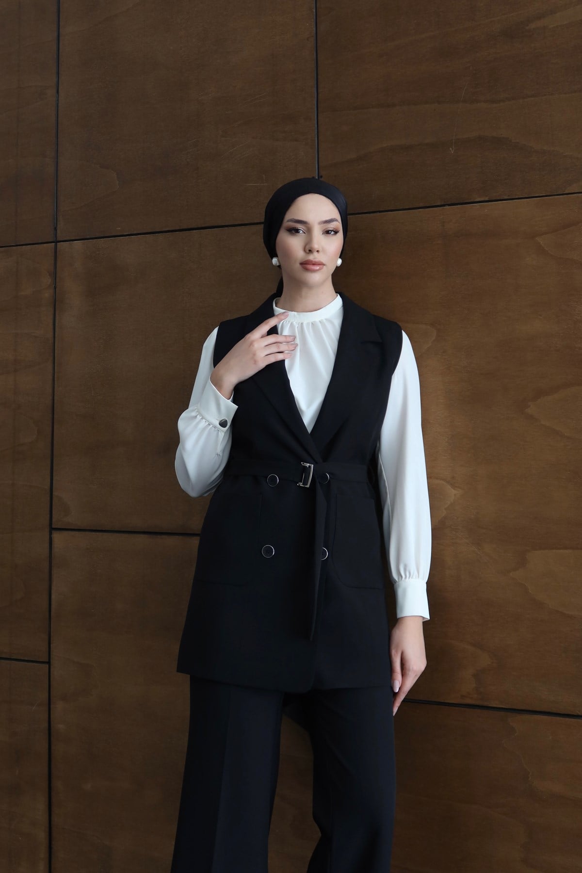 4166 Blazer Yelek-Siyah