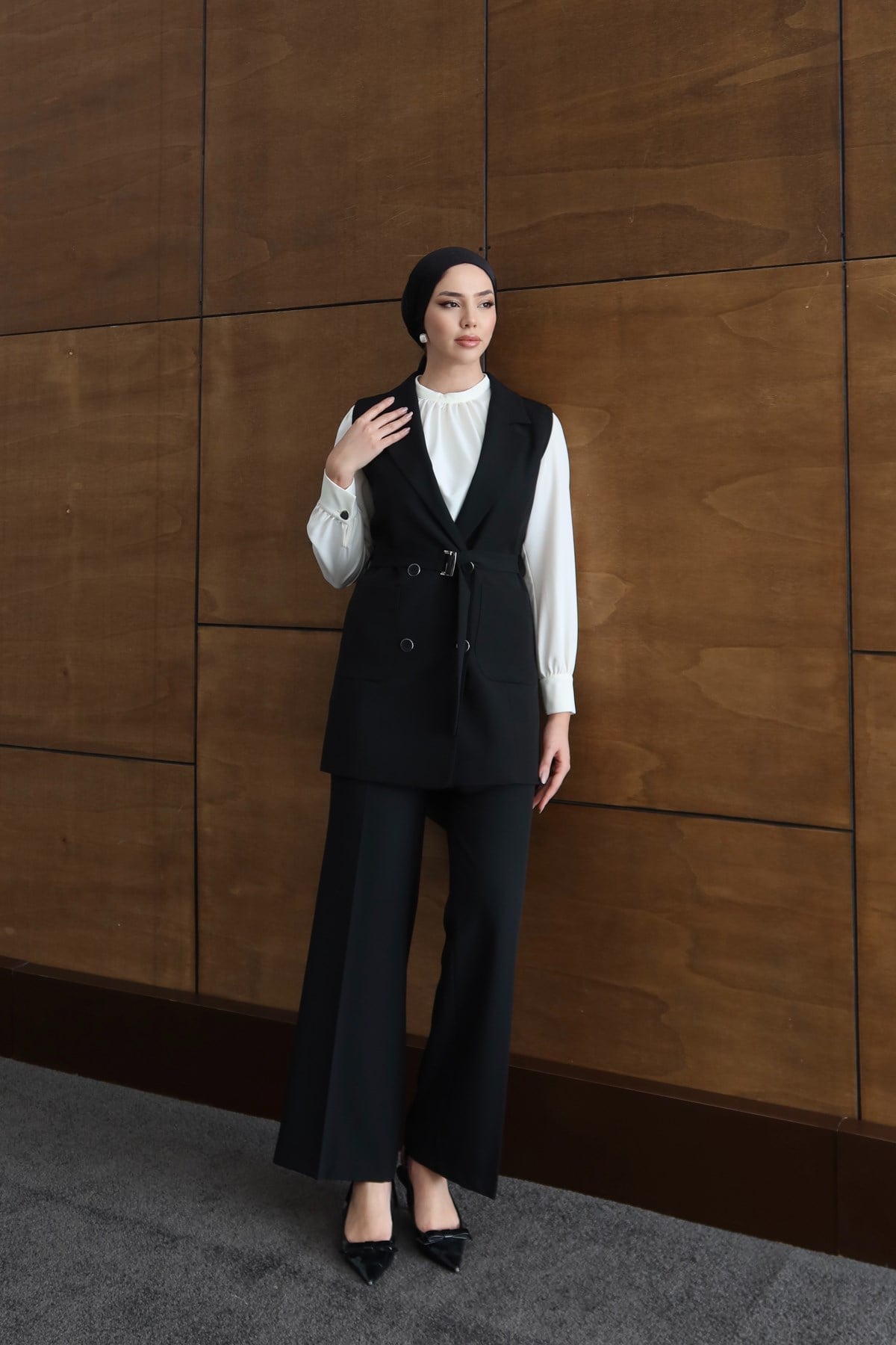 4166 Blazer Yelek-Siyah