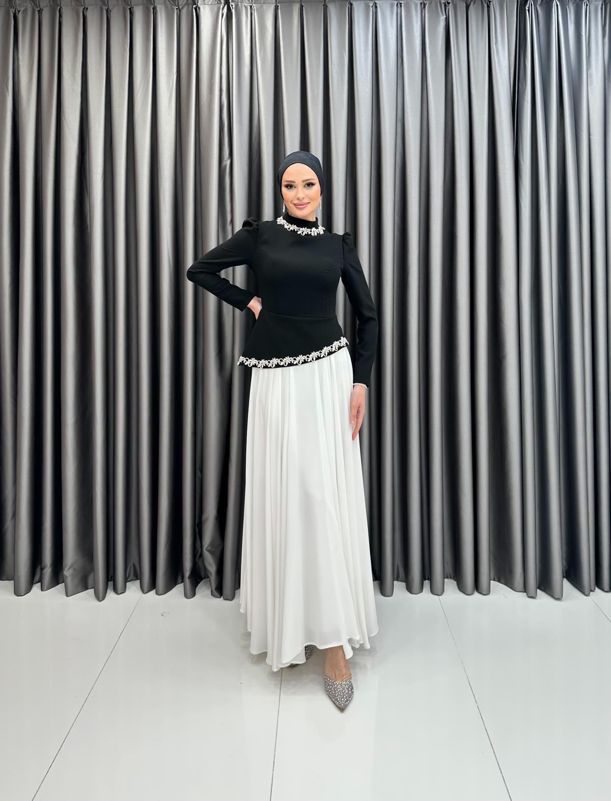 4418 T Queen Abiye-Beyaz