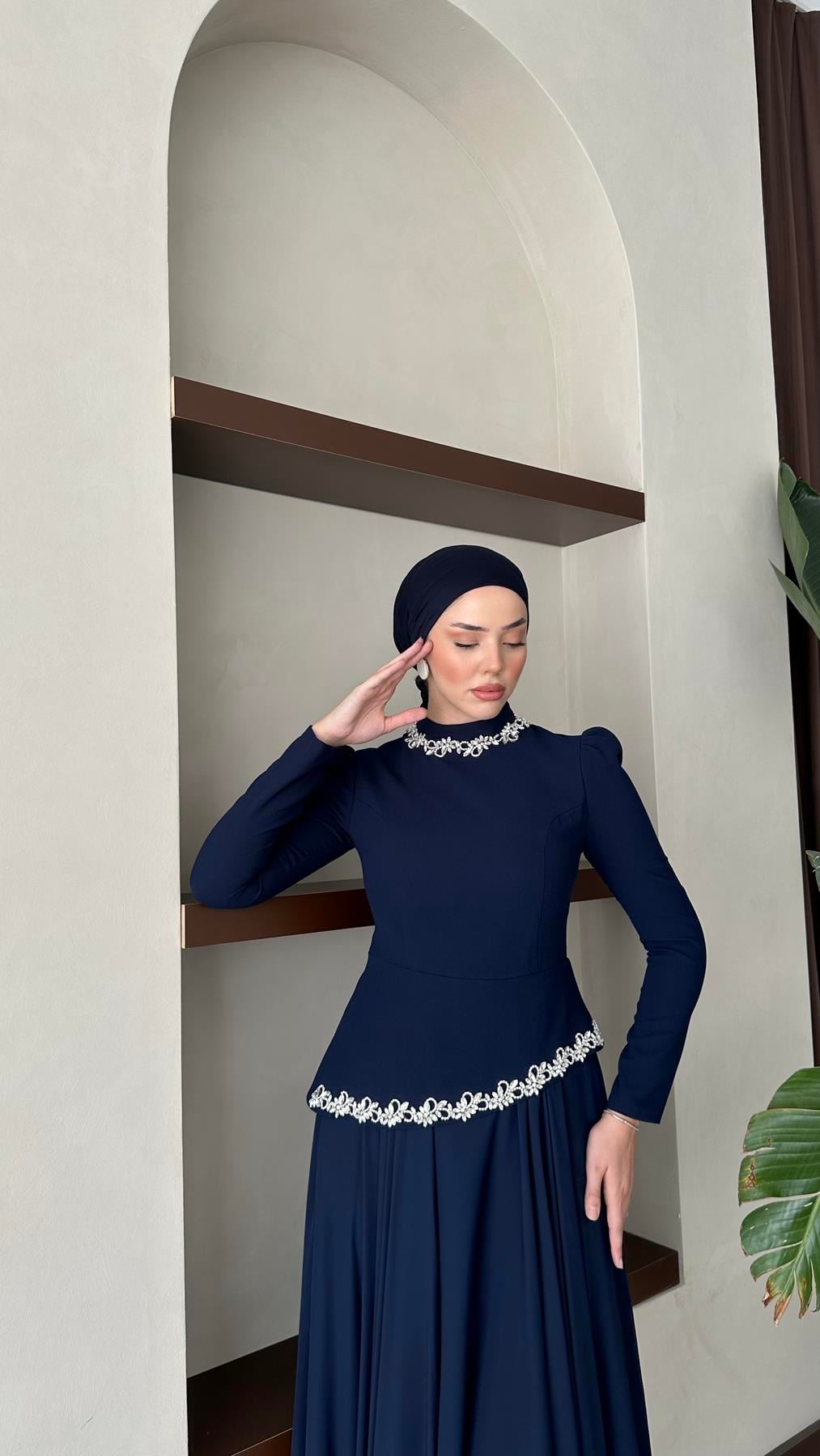 4418 T Queen Abiye-İndigo Mavi