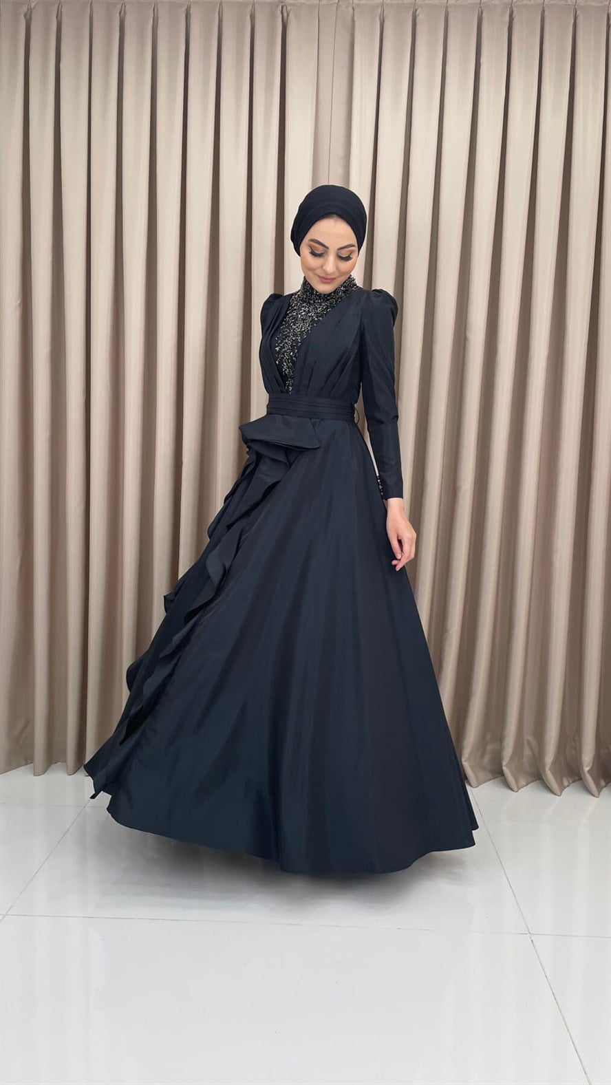 4465 H Abiye Elbise-Lacivert