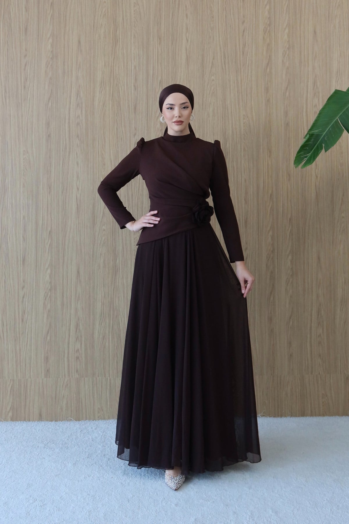 4525 T Nurseda Abiye-Kahve Rengi