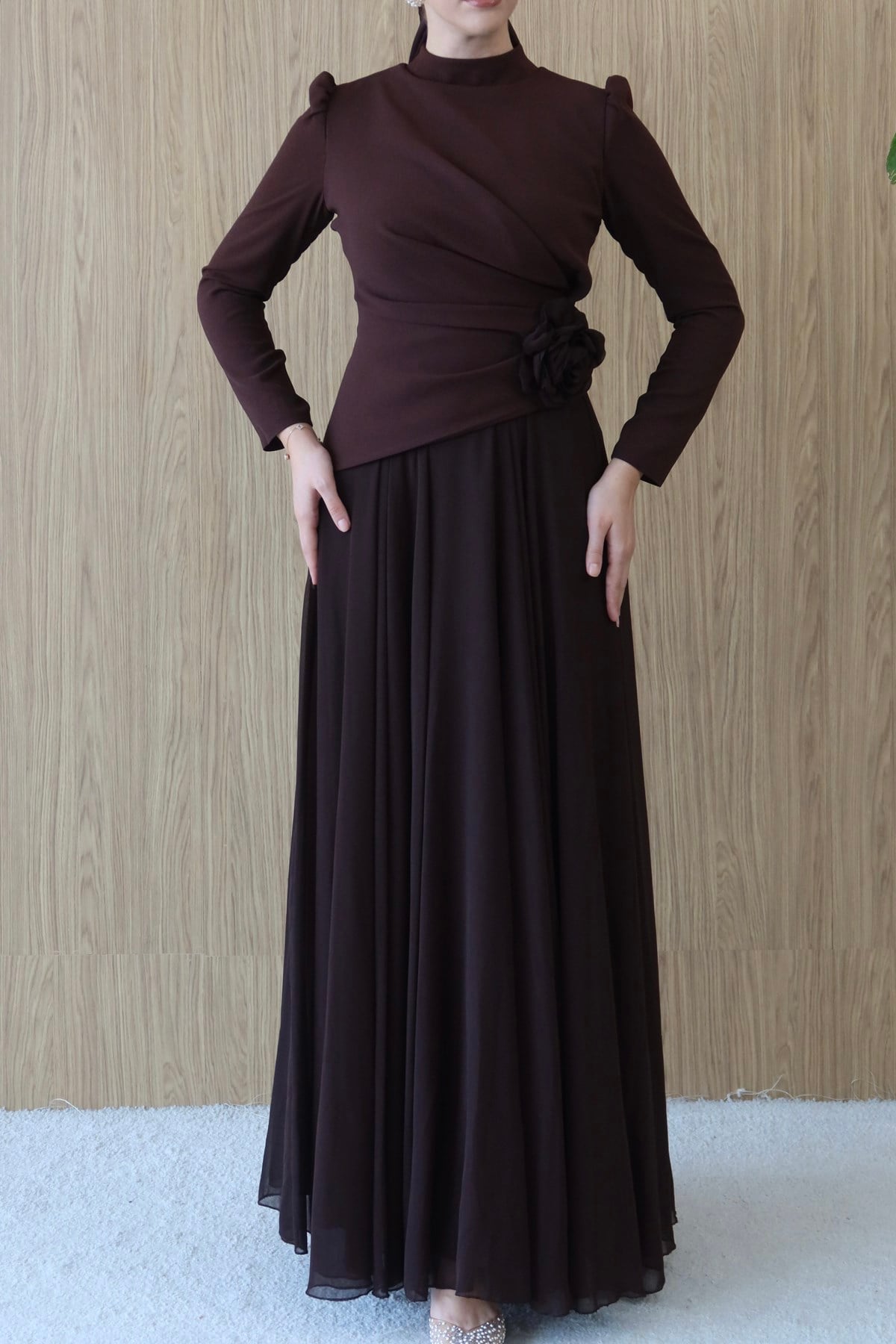 4525 T Nurseda Abiye-Kahve Rengi