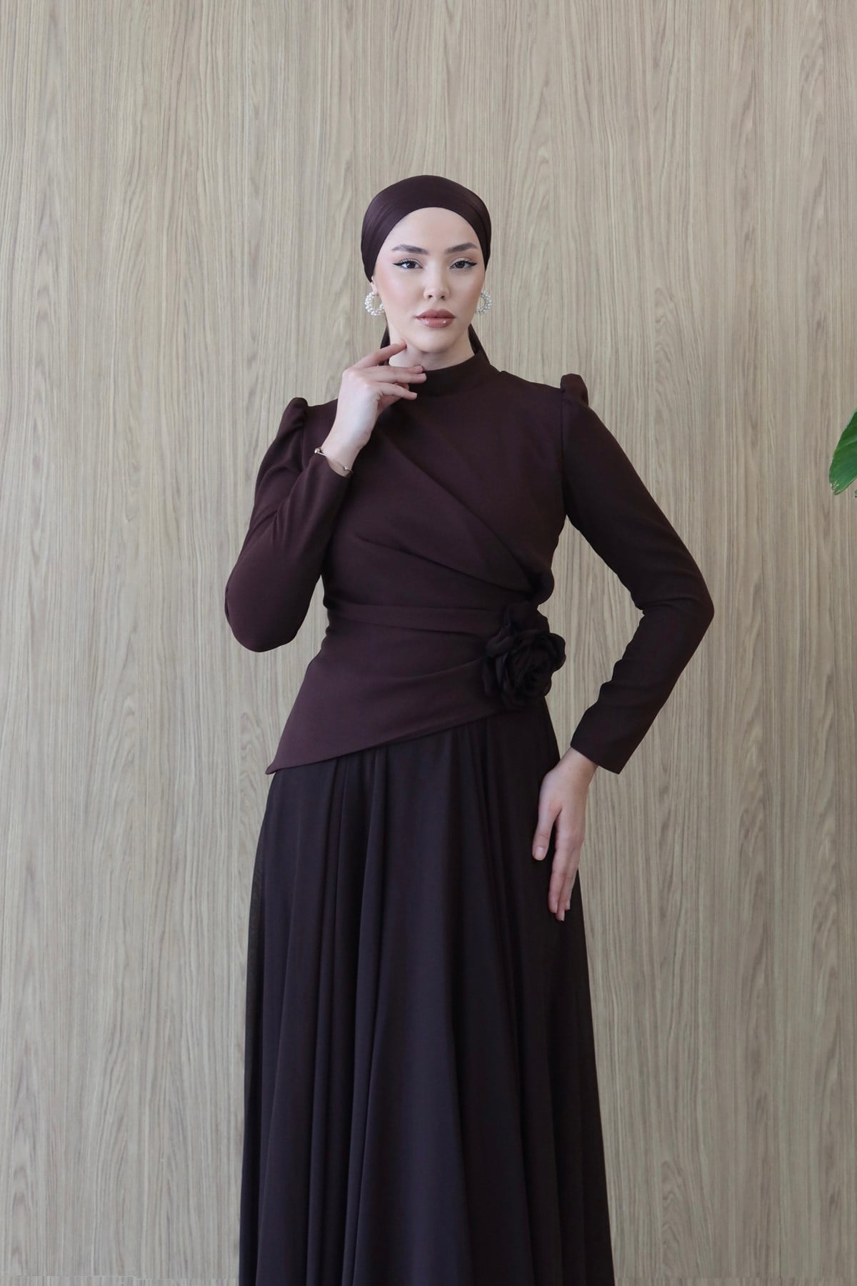 4525 T Nurseda Abiye-Kahve Rengi