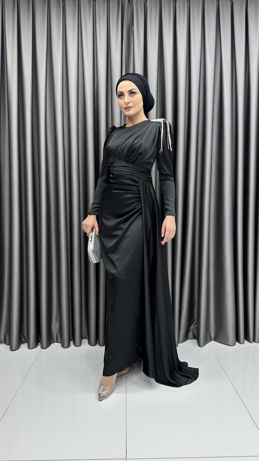 4579 H Abiye Elbise-Siyah