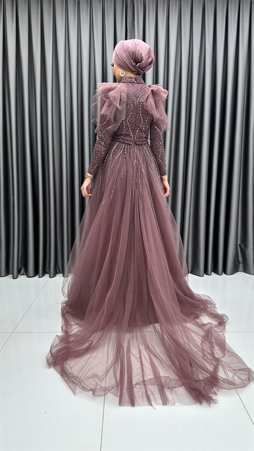 4611 H Abiye Elbise-Gül Rengi