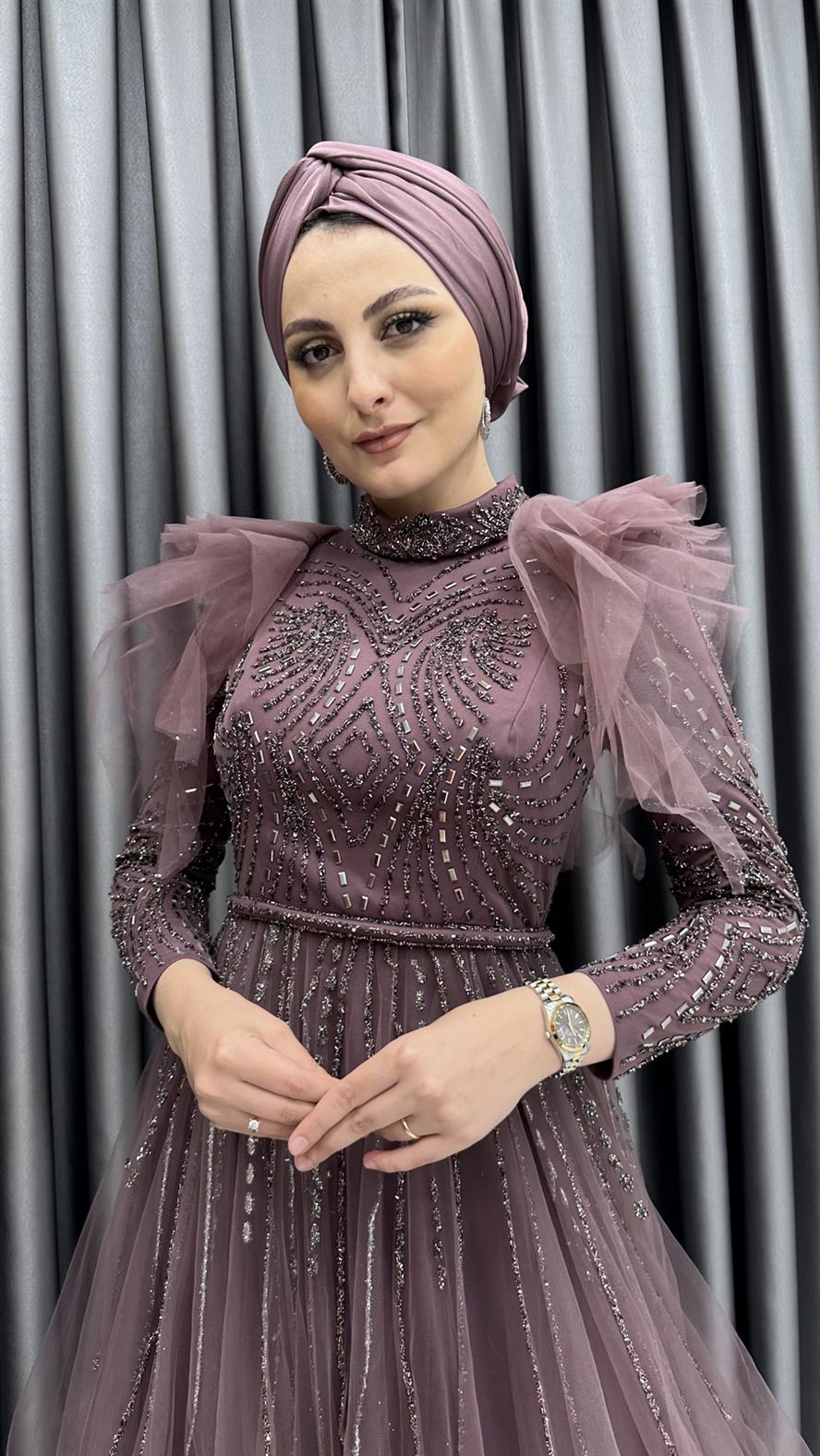 4611 H Abiye Elbise-Gül Rengi