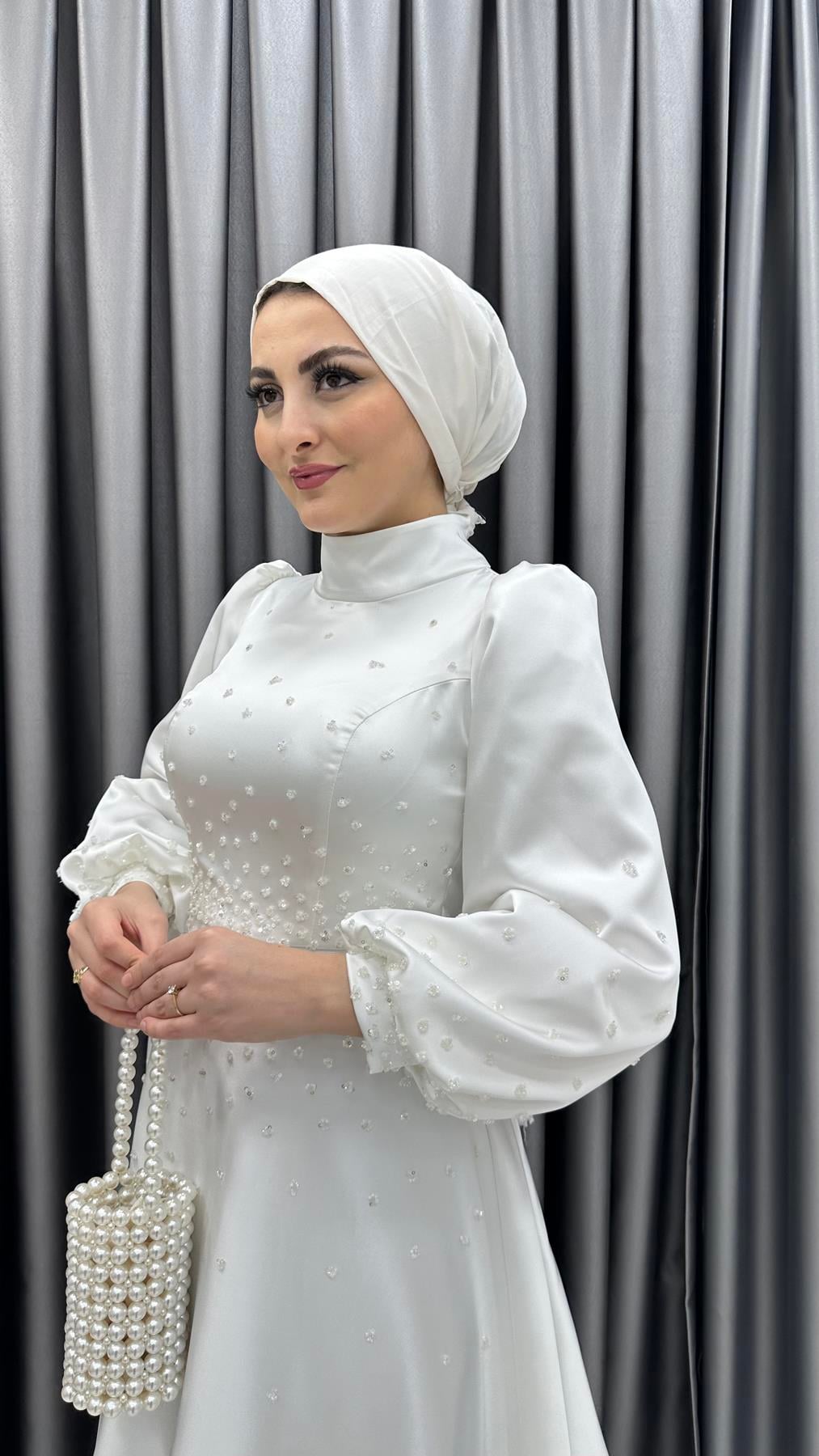 4623 H Abiye Elbise-Beyaz