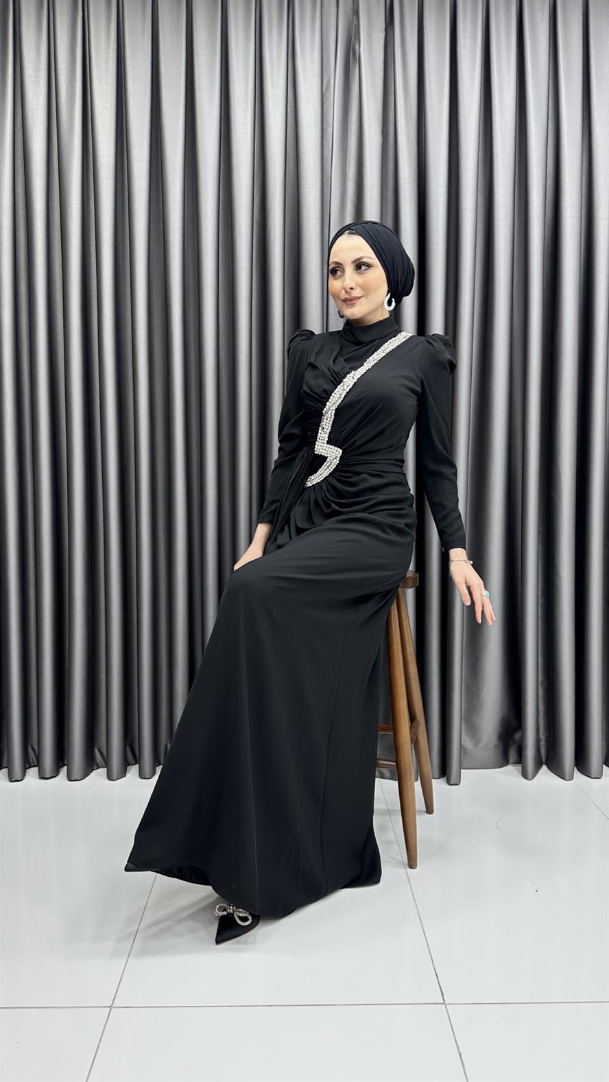 4637 H Abiye Elbise-Siyah