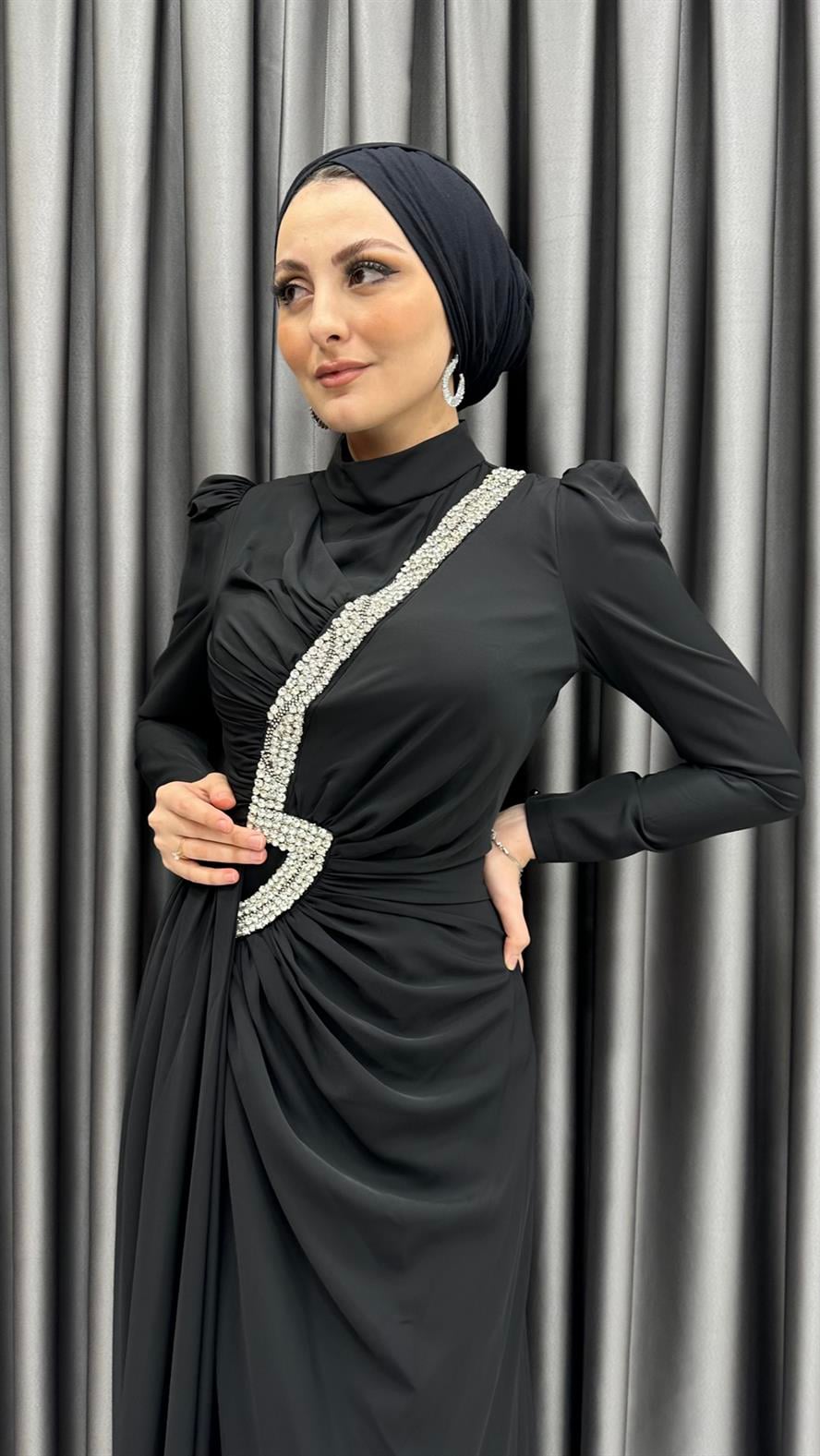 4637 H Abiye Elbise-Siyah