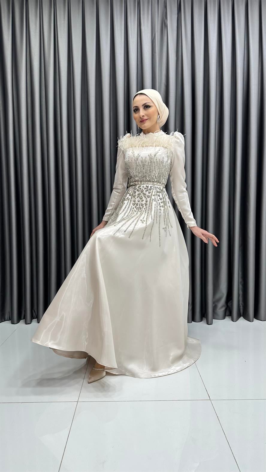 4638 H Abiiye Elbise-Krem