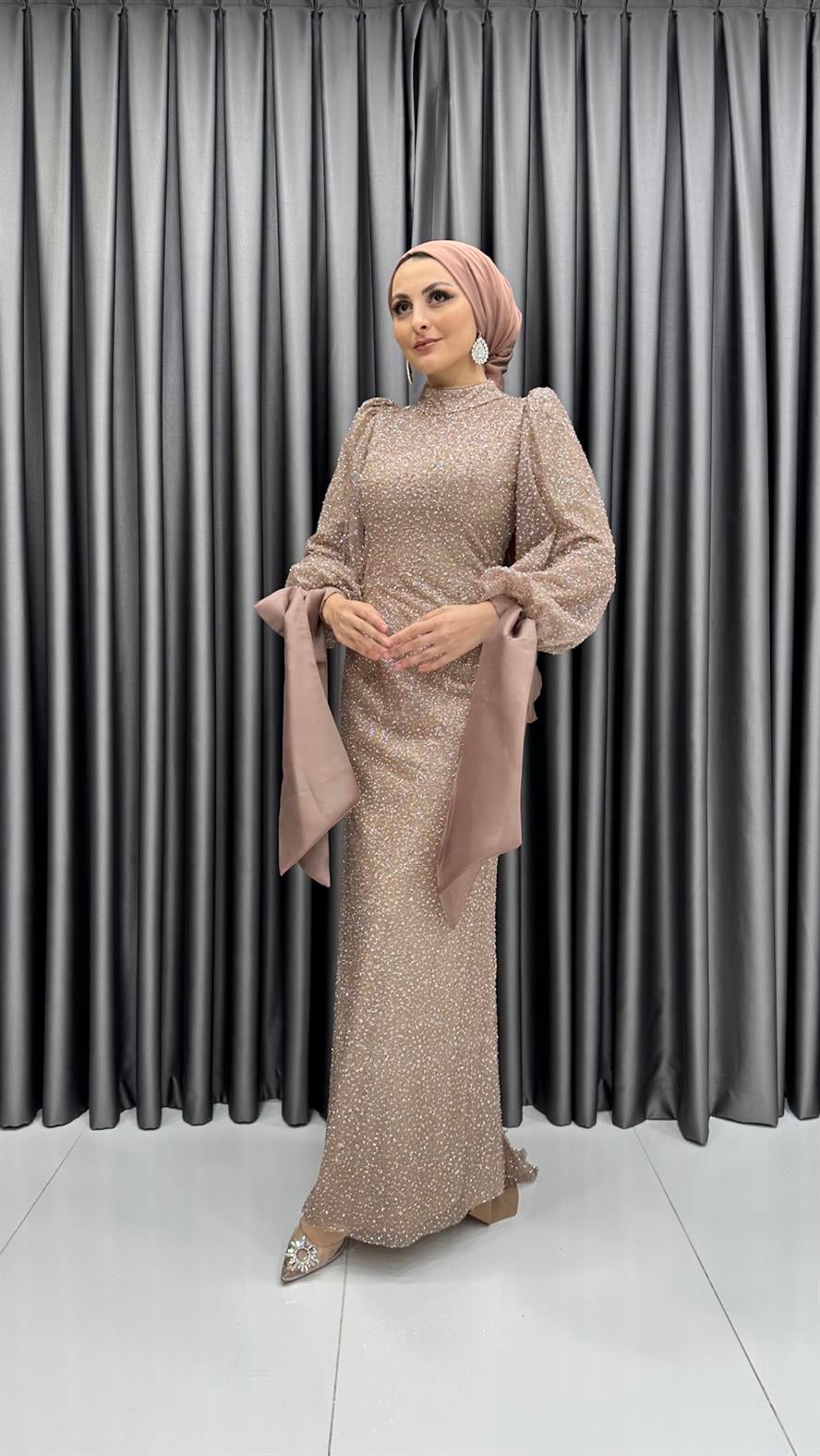 4645 H Abiye Elbise-Gold Rengi