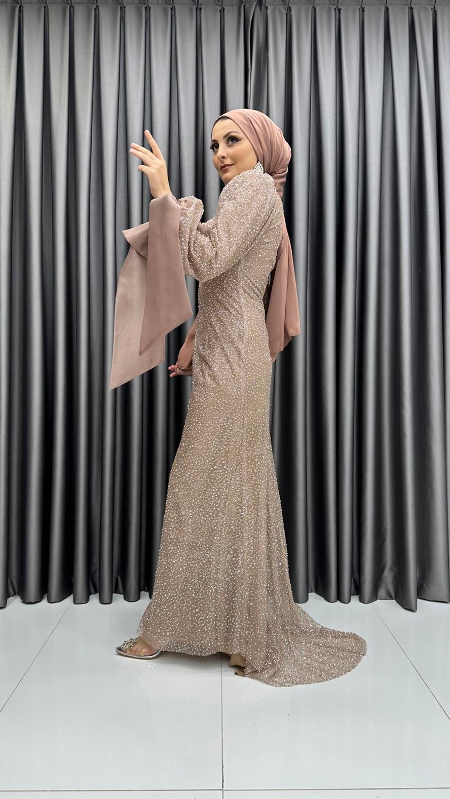4645 H Abiye Elbise-Gold Rengi