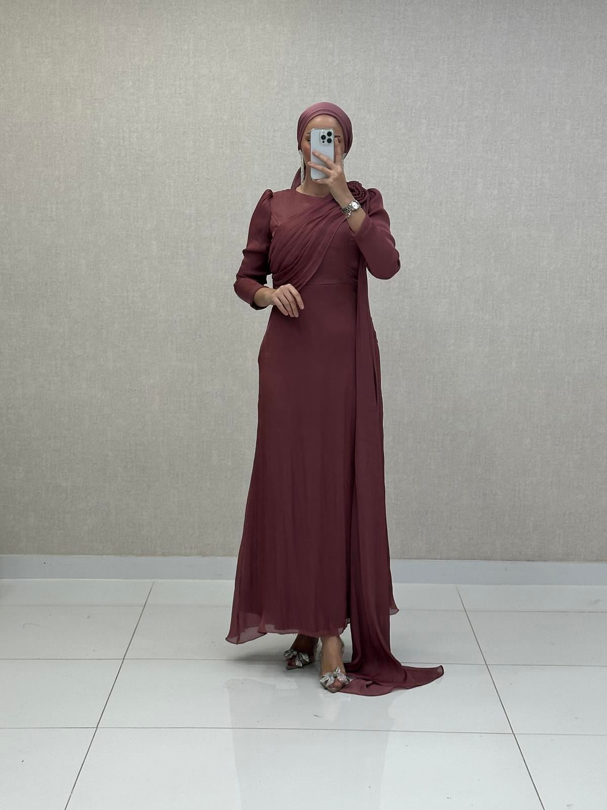 4672 T Abiye Elbise-Gül Rengi