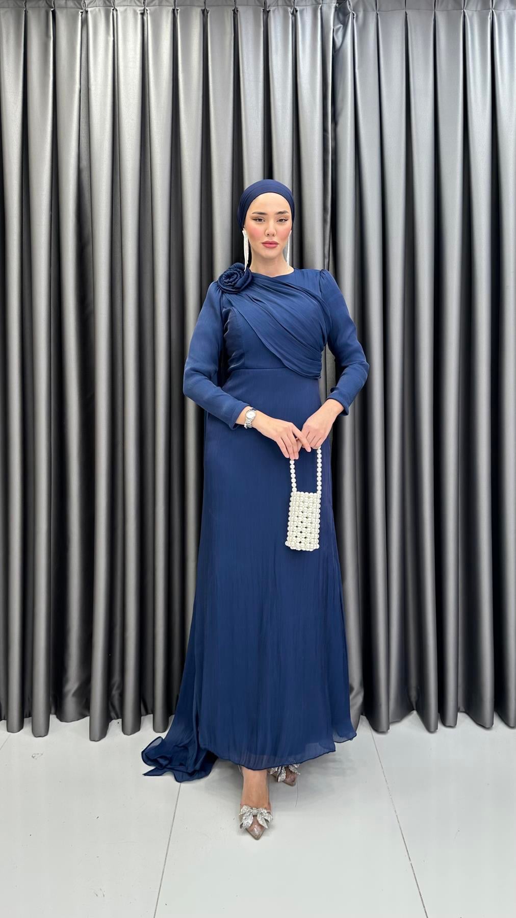 4672 T Abiye Elbise-Lacivert