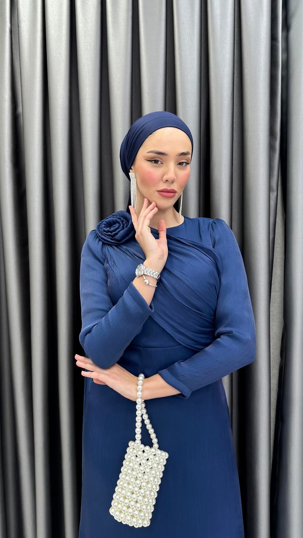 4672 T Abiye Elbise-Lacivert
