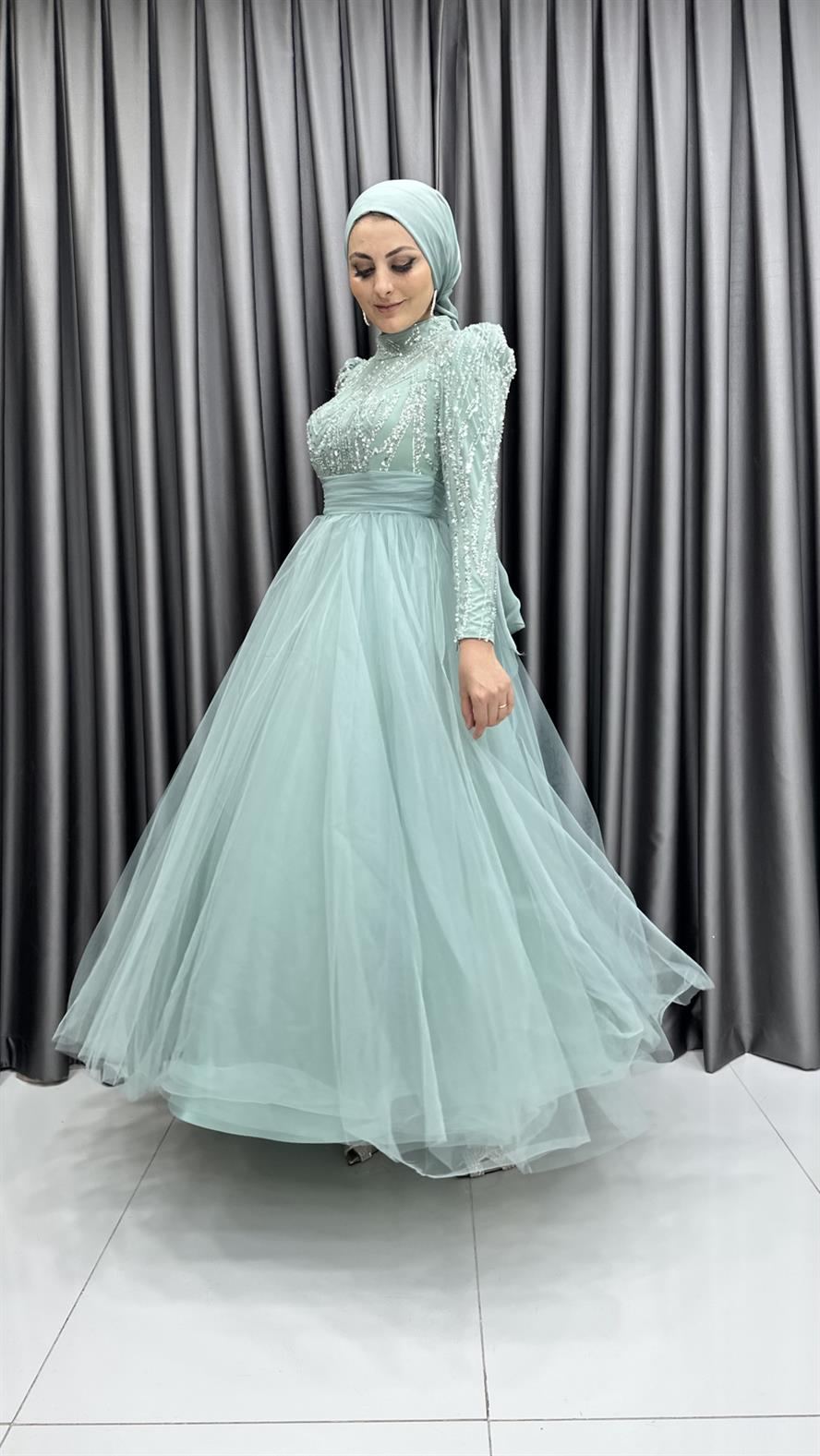 4701 H Abiye Elbise-Mint
