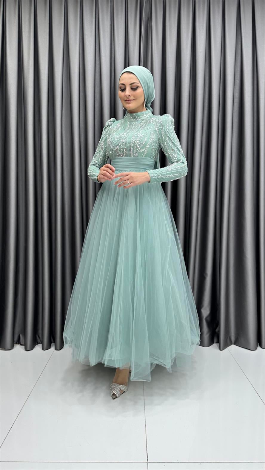 4701 H Abiye Elbise-Mint