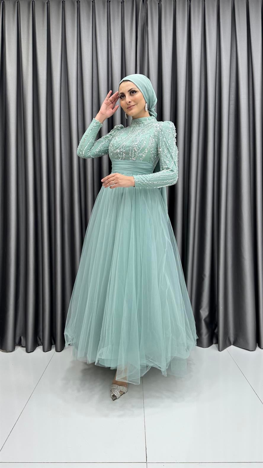 4701 H Abiye Elbise-Mint