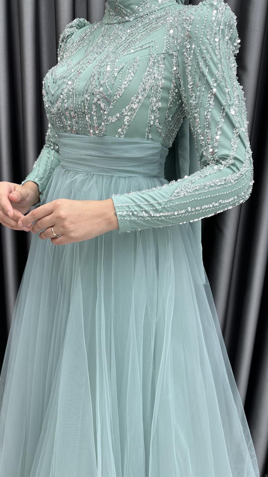 4701 H Abiye Elbise-Mint