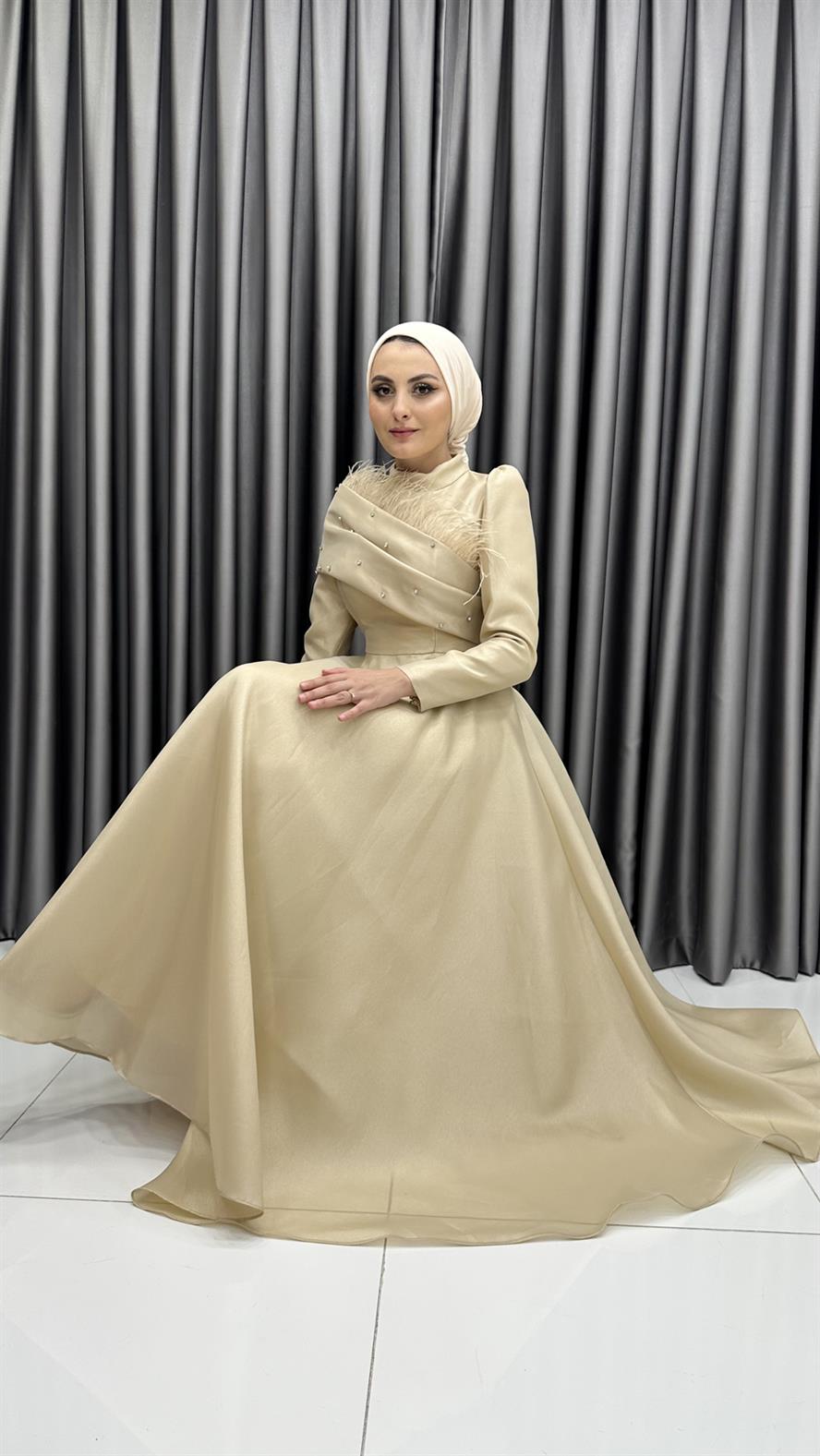 4715 H Abiye Elbise-Gold Rengi