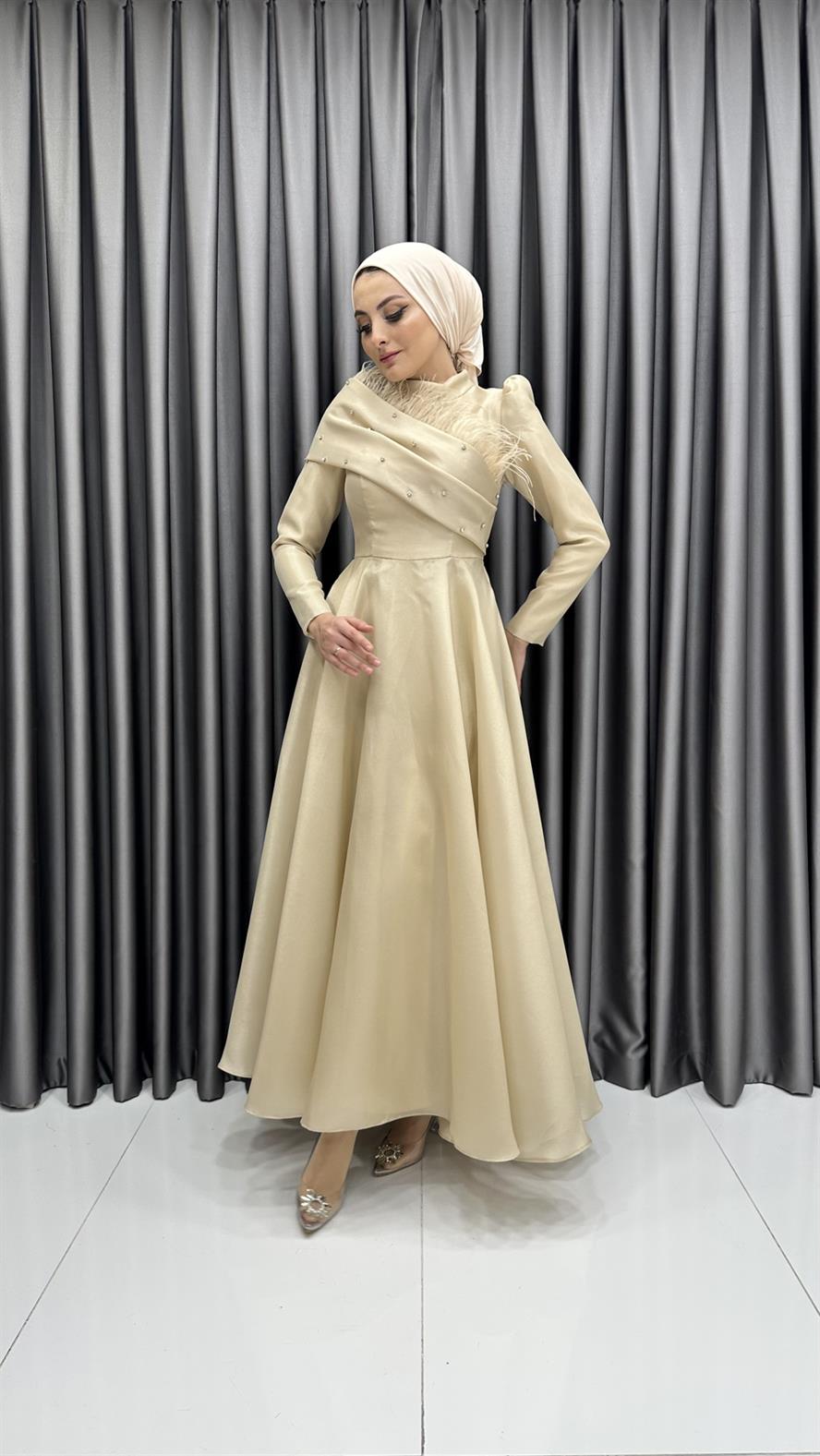 4715 H Abiye Elbise-Gold Rengi