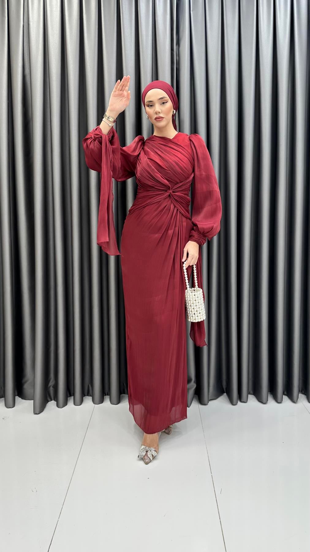 4726 Kelebek Abiye-Bordo